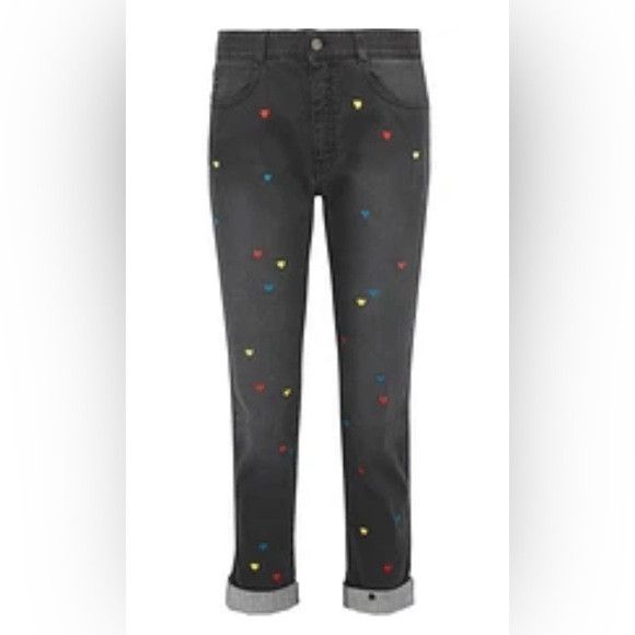 Stella McCartney The Skinny Boyfriend embroidered mid rise slim leg jeans Size 31" - 2 Thumbnail