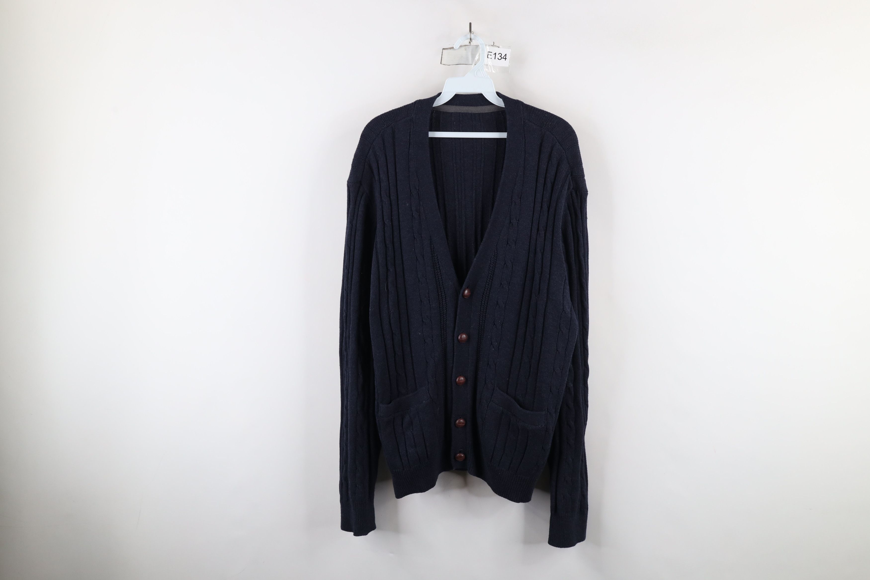Vintage Vintage 90s Streetwear Chunky Cable Knit Cardigan Sweater Size US L / EU 52-54 / 3 - 1 Thumbnail