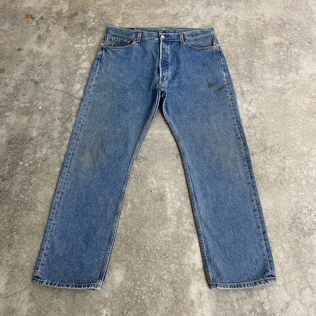 image of Size 36X29.5 Vintage Levis 501 Washed Blue Denim Jeans, Men's