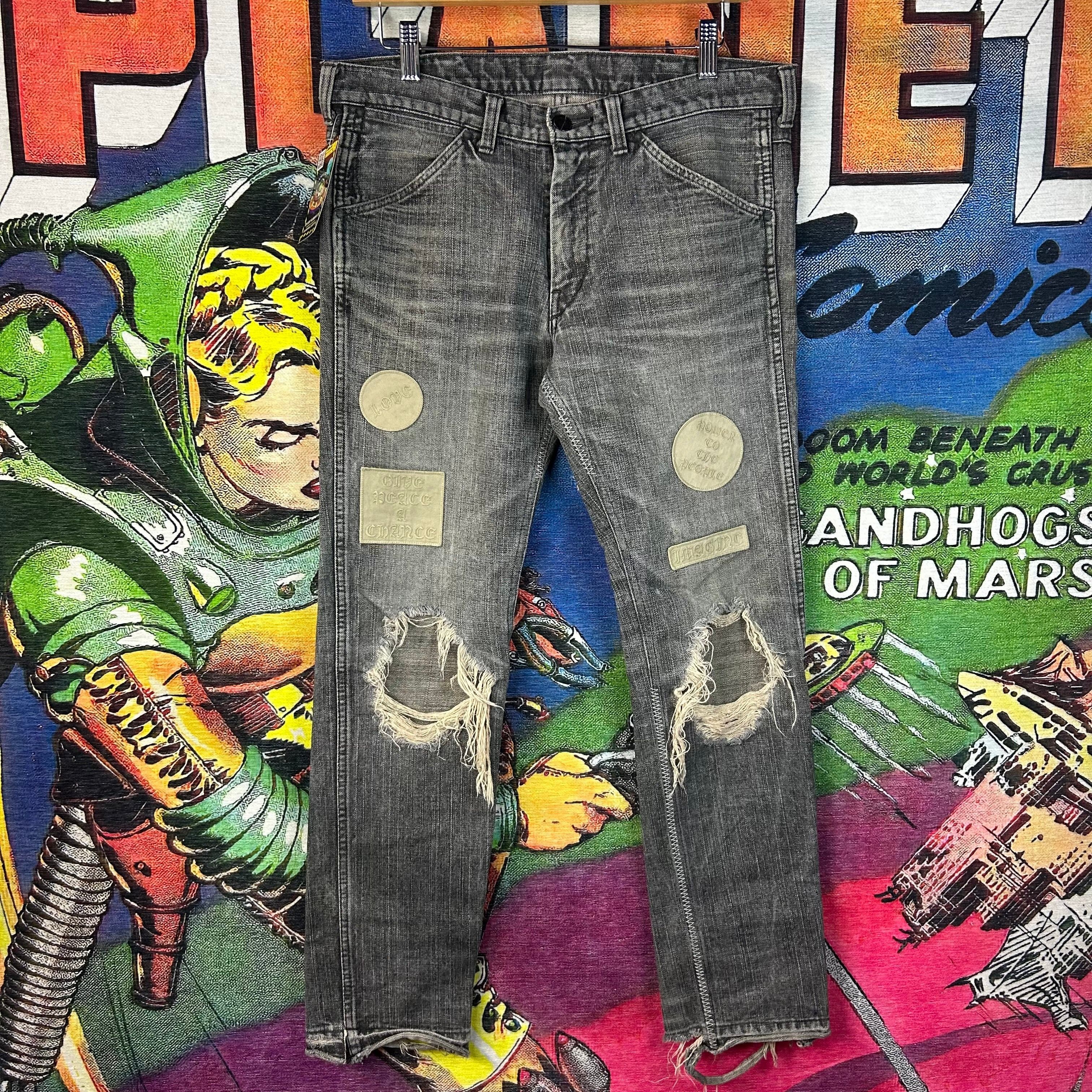 Number (N)ine Number (N)ine AW04 'Give Peace A Chance' Patch Jeans