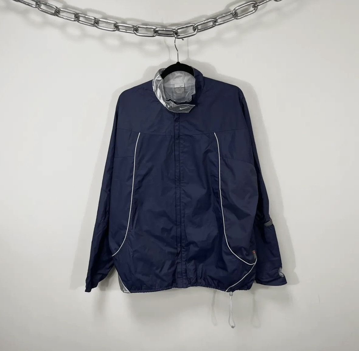 Nike × Vintage Vintage Nike Y2K Reflective Swoosh Hype Zip Nylon Jacket Size US XL / EU 56 / 4 - 1 Thumbnail