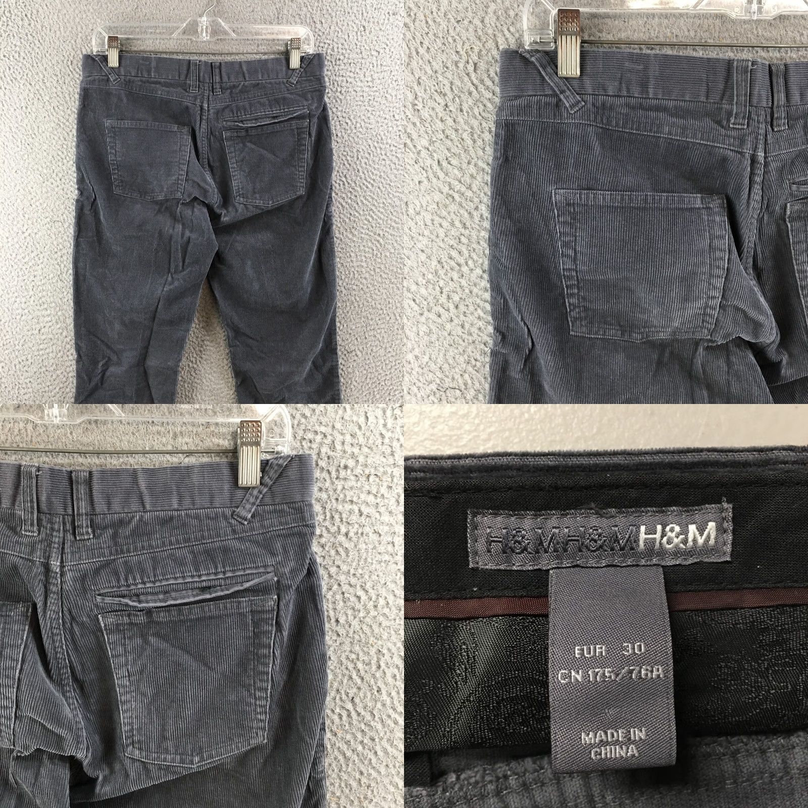 H&M H&M Corduroy Straight Leg Pants Mens 30 Gray Cotton Mid Rise Casual 5 Pockets Size US 30 / EU 46 - 9 Thumbnail