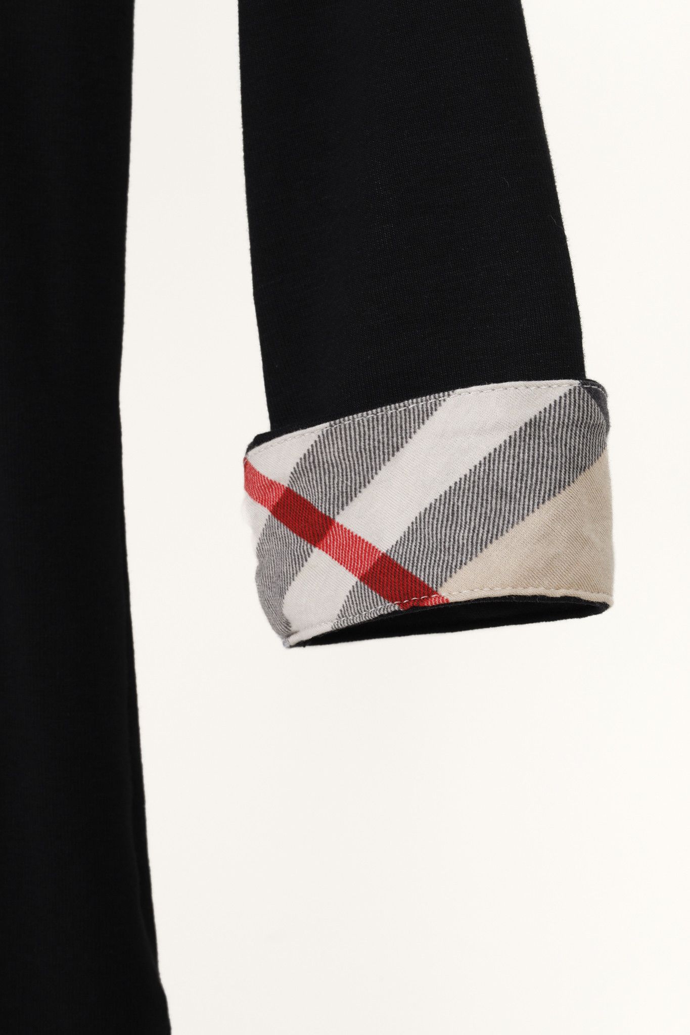 Burberry Burberry Brit Black Check-Cuff 3/4-Sleeve T-Shirt Size XS / US 0-2 / IT 36-38 - 6 Thumbnail