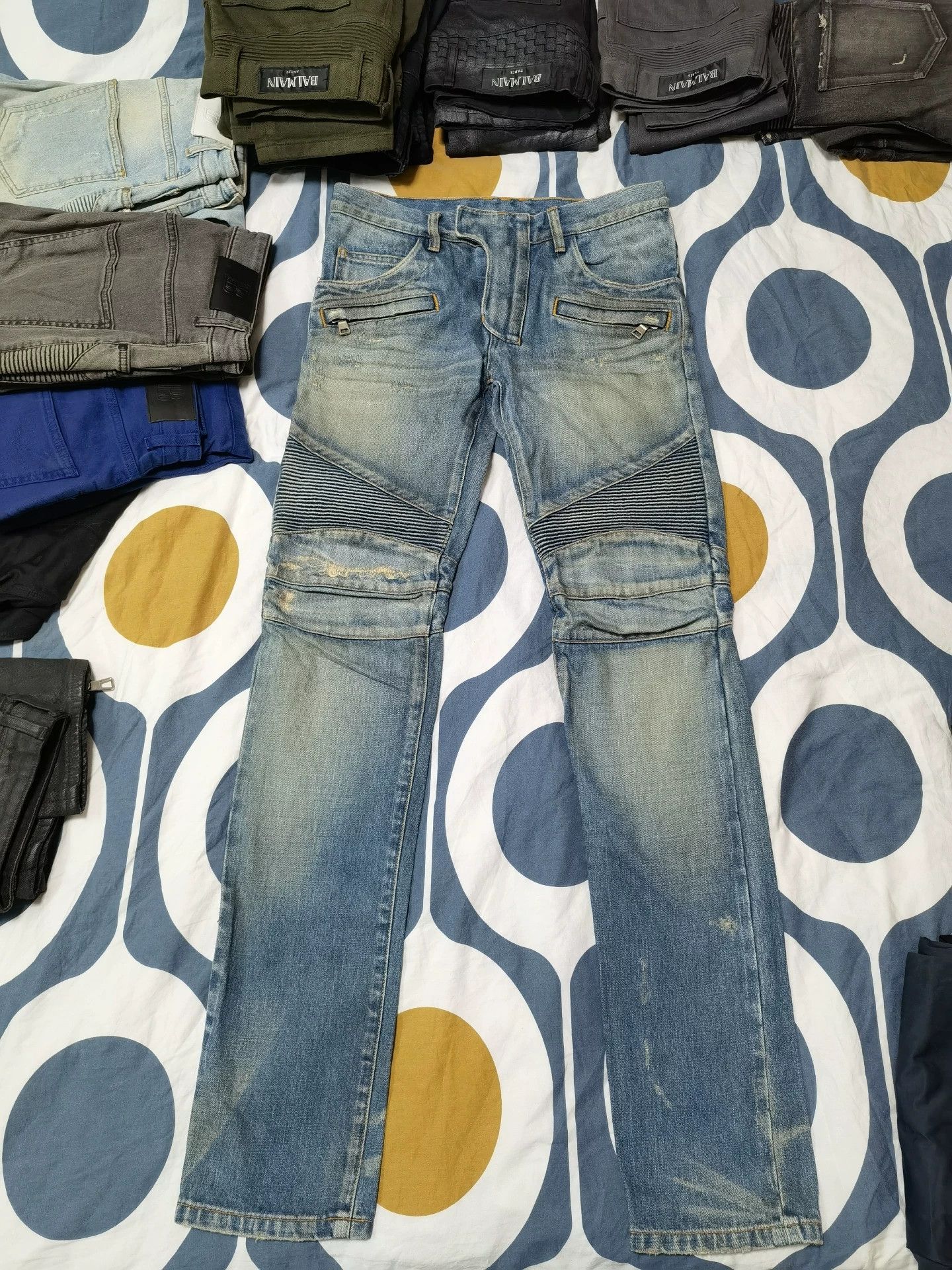 Balmain Balmain Moto Distressed Denim Jeans Size US 29 - 1 Thumbnail