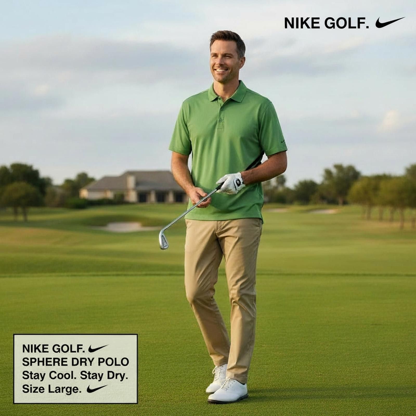 Nike Nike Sphere Dry Golf Polo Shirt - Men's Large, Green Size US L / EU 52-54 / 3 - 1 Thumbnail