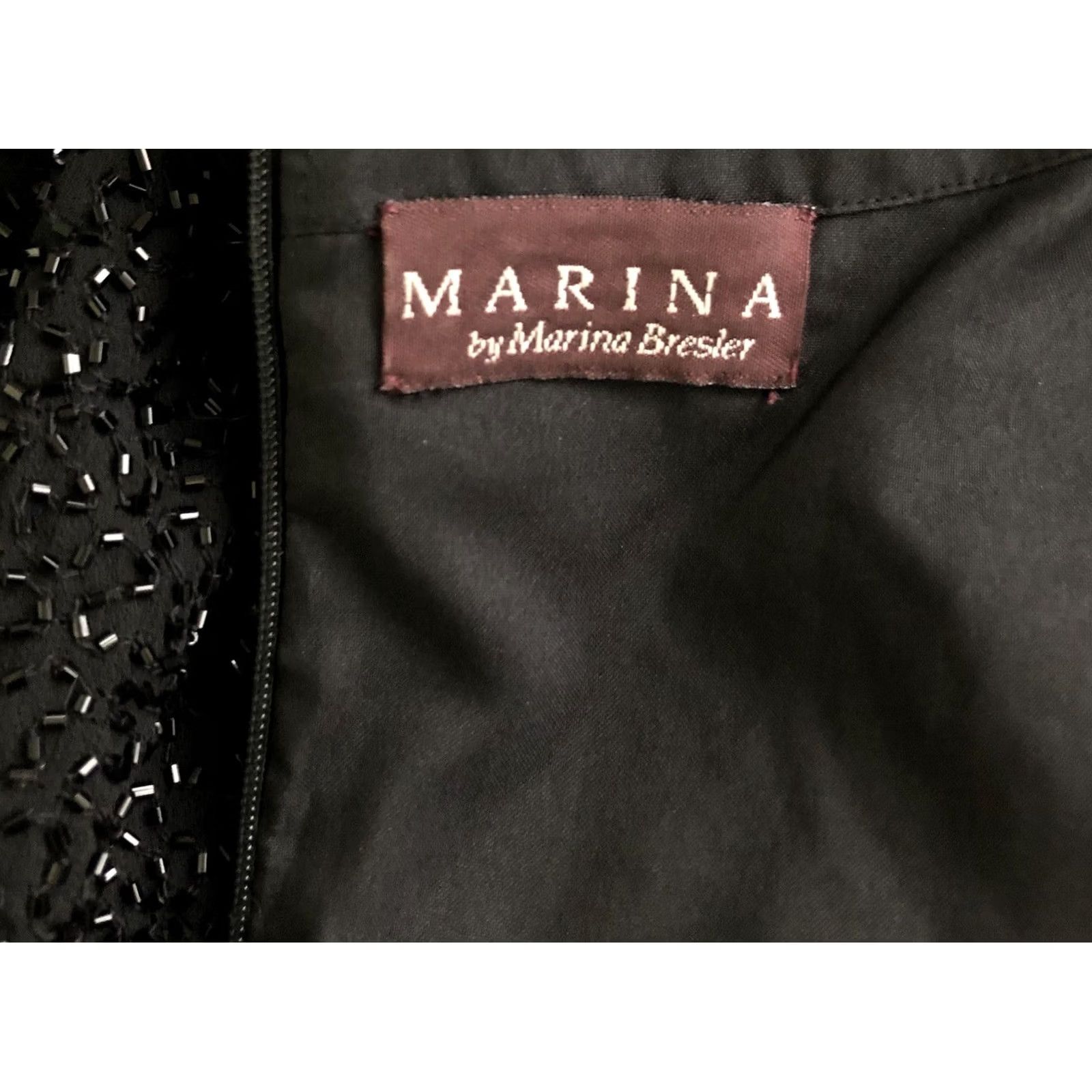 Vintage Marina Bresler Cocktail Dress Slit Beaded Spaghetti Straps Black M Knee Length Formal Prom Party/Cocktail Women's Size M / US 6-8 / IT 42-44 - 3 Thumbnail
