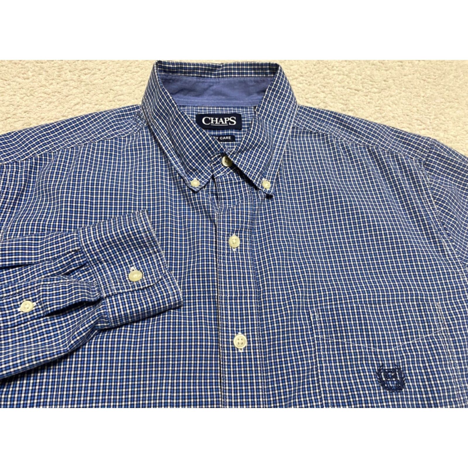 Chaps Chaps Ralph Lauren Mens Large Shirt Blue Plaid Check Long Sleeve Button-Down Shirt L Green Cotton, Polyester Size US L / EU 52-54 / 3 - 2 Thumbnail