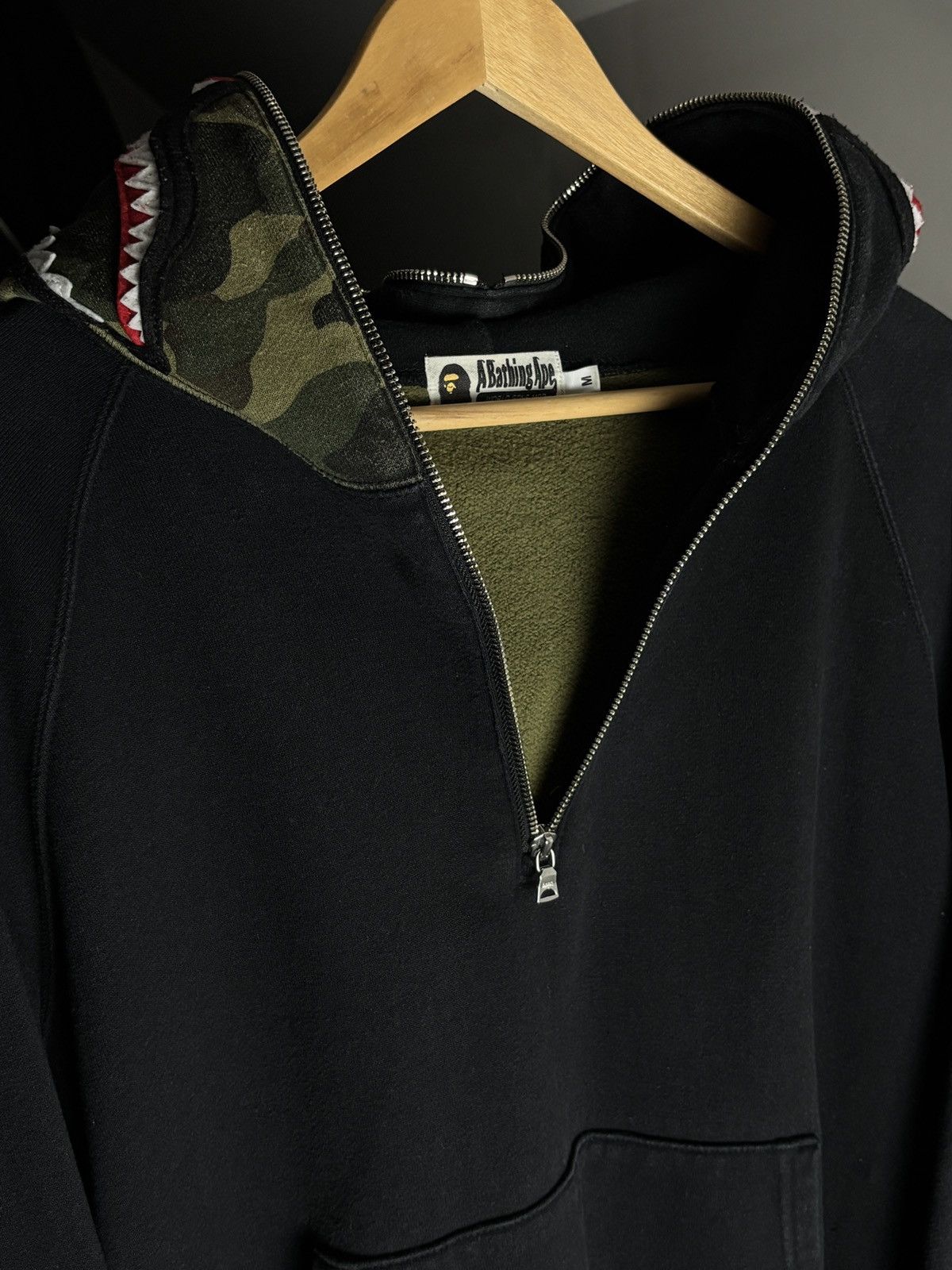 Bape Bape half green camo shark rare hoodie Size US M / EU 48-50 / 2 - 3 Thumbnail