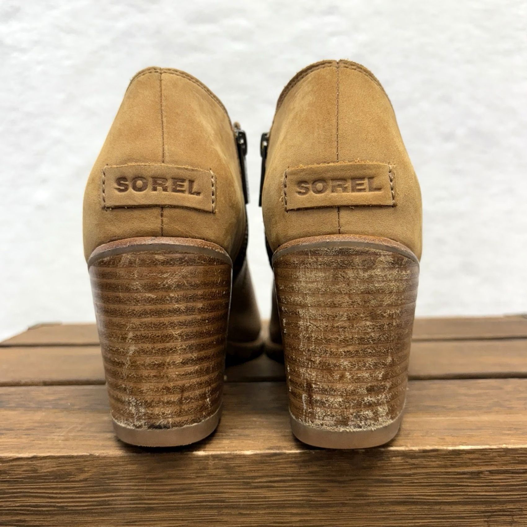SOREL Sorel Sandals Nadia Tan Leather Open Toe Side Zip Platform Booties 7.5M Size US 8 / IT 38 - 2 Thumbnail