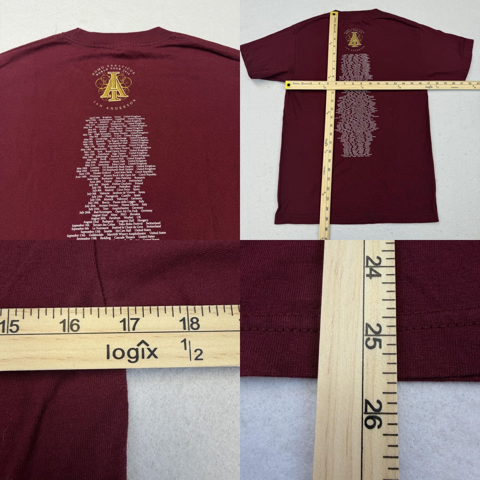 Vintage Jethro Tull Shirt Mens Small Red Tour 2014 Graphic Band Tee Size US S / EU 44-46 / 1 - 8 Thumbnail