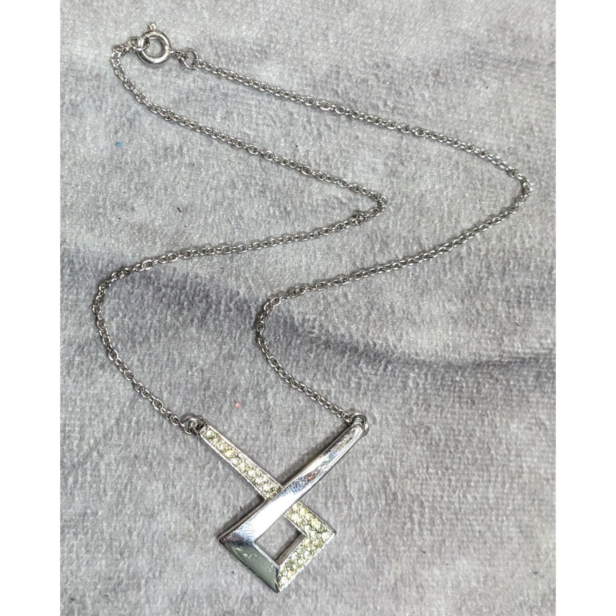 Other Geometric Pendant Necklace Silver ToneWith Rhinestone Accent Size ONE SIZE - 5 Thumbnail