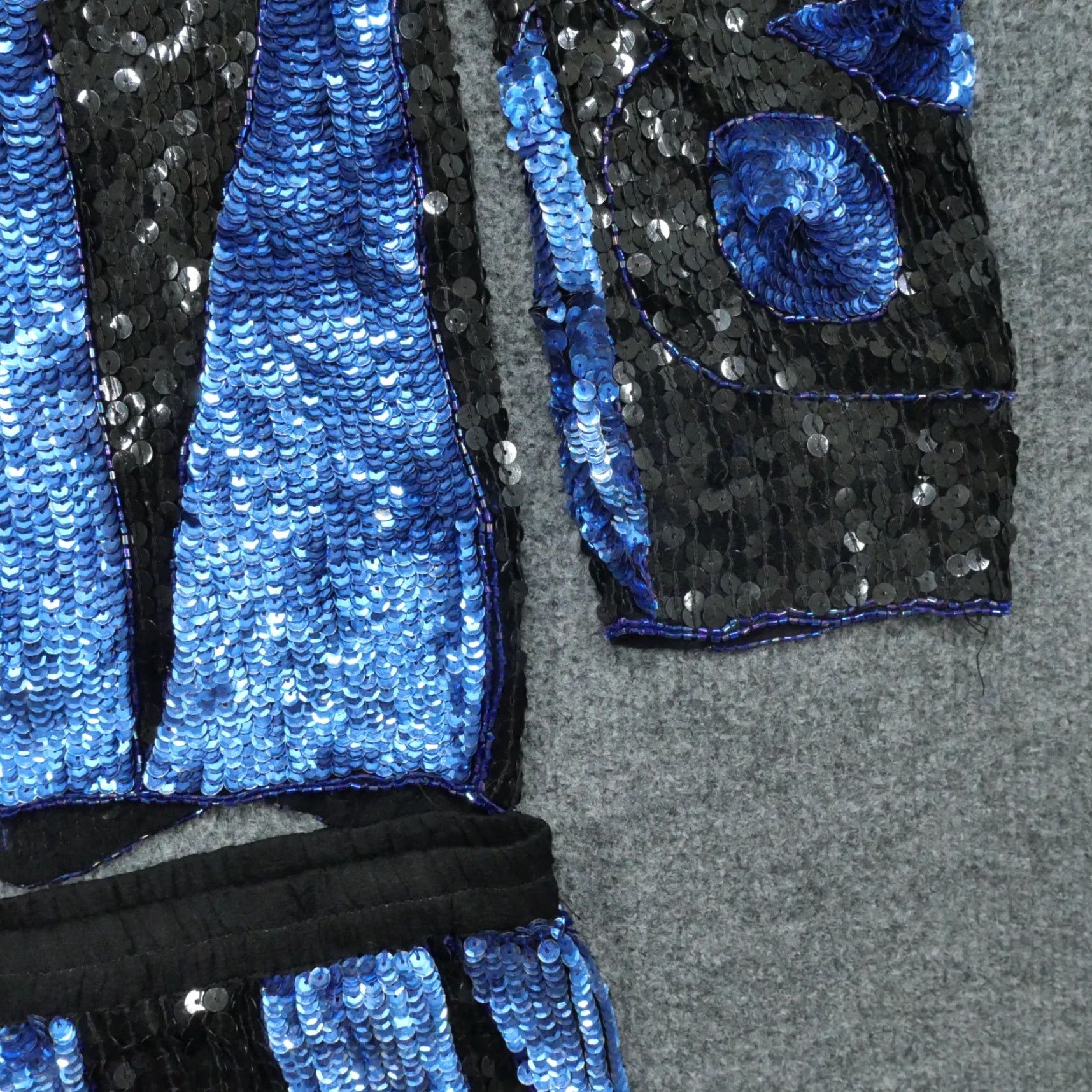 Vintage VINTAGE Raiment Fashions Sequin Set Shirt Top Skirt Women Medium Black Blue Silk Size M / US 6-8 / IT 42-44 - 5 Thumbnail