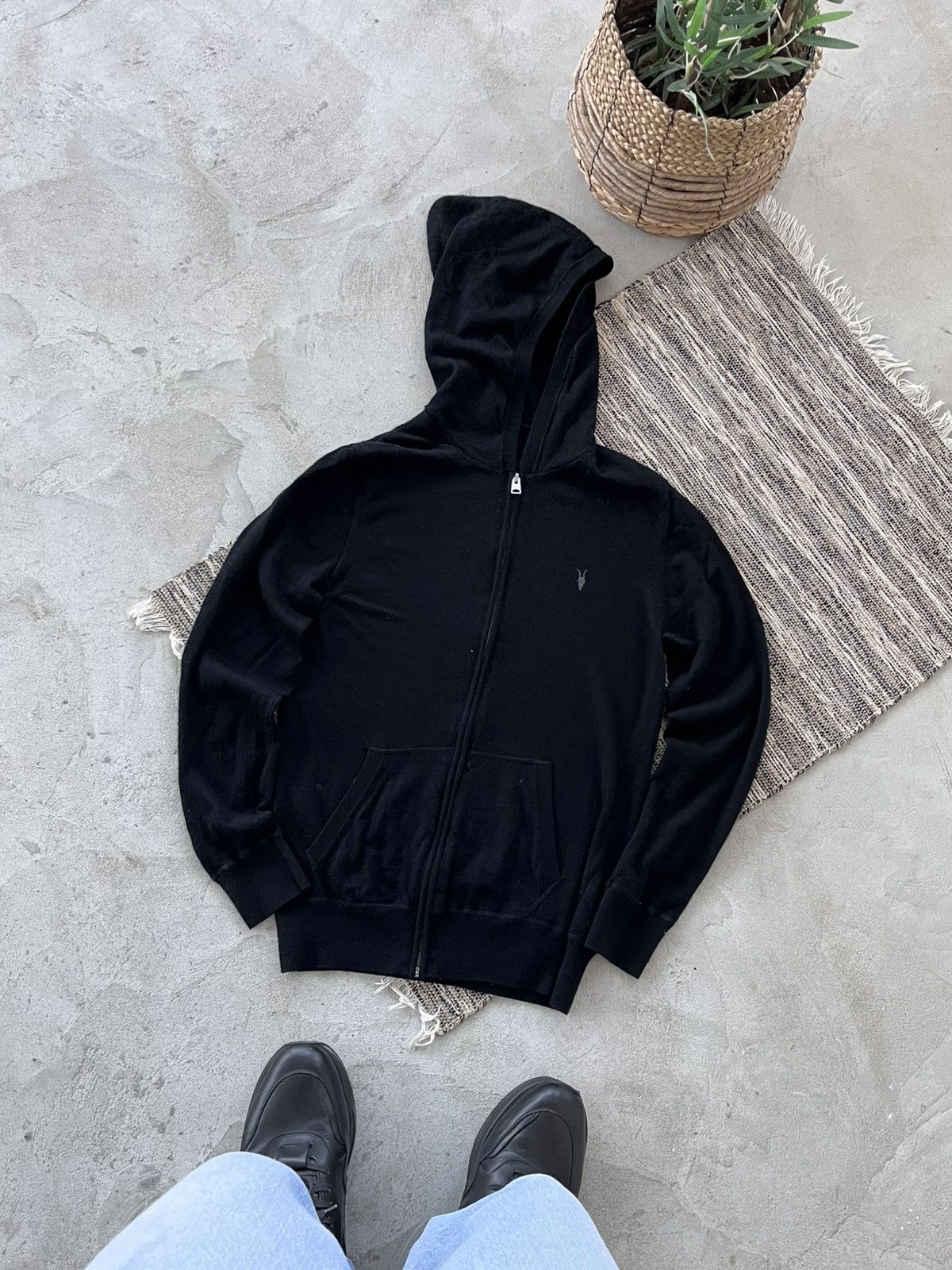Allsaints Vintage Allsaints Black Merino Wool Zip Hoodie Punk Opium Size US M / EU 48-50 / 2 - 1 Thumbnail