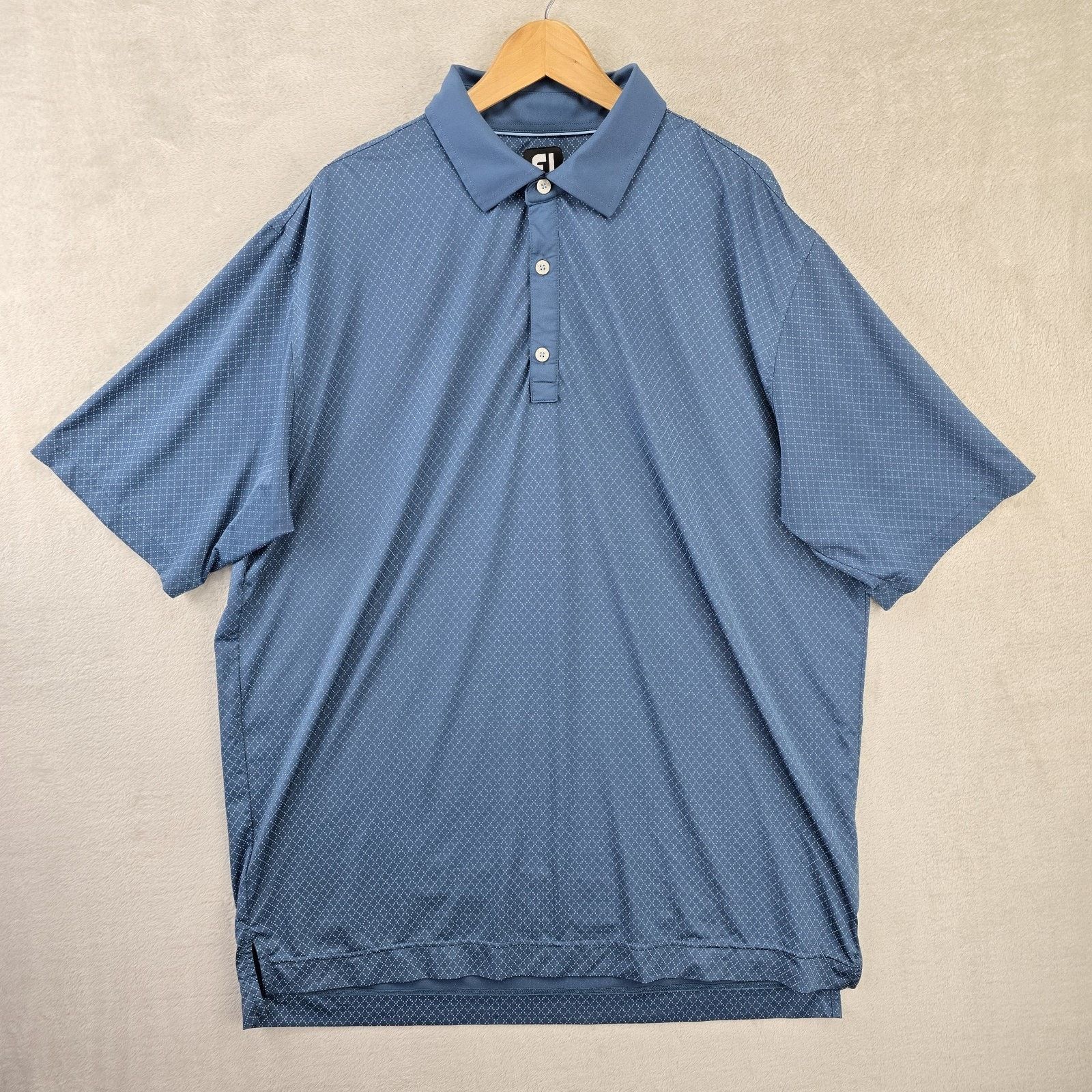 Footjoy FootJoy Polo Shirt Mens 2XL Blue Micro Dot Geometric Golf Size US XXL / EU 58 / 5 - 2 Thumbnail