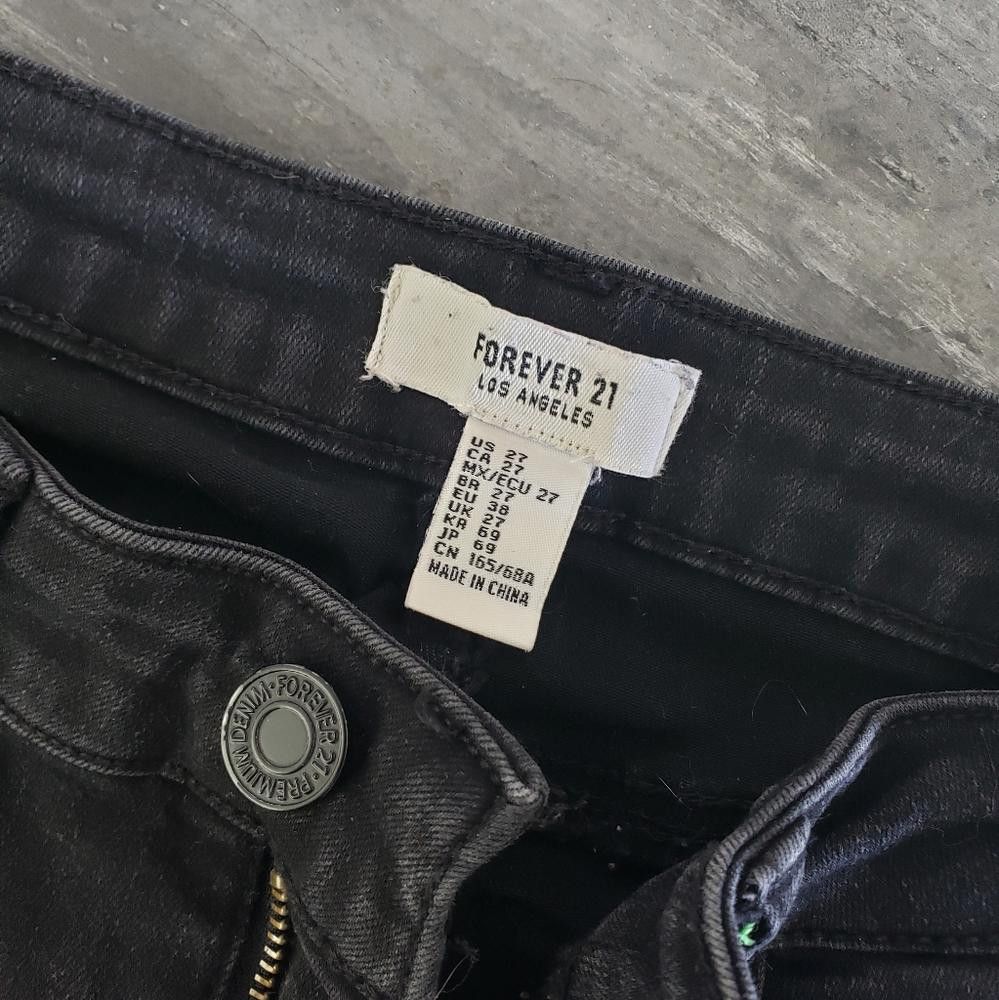Forever 21 Black Denim F21 High Waisted Skinny Jean Size 27" / US 4 / IT 40 - 3 Thumbnail