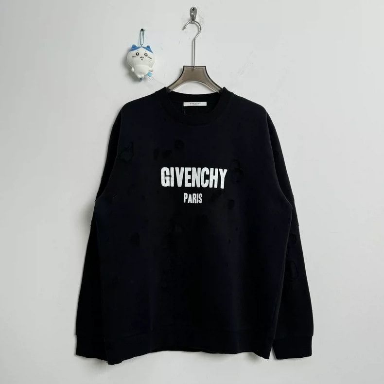 Givenchy Givenchy Black oversized hole logo sweatshirt 2505-Nextarro Size US XXL / EU 58 / 5 - 1 Thumbnail