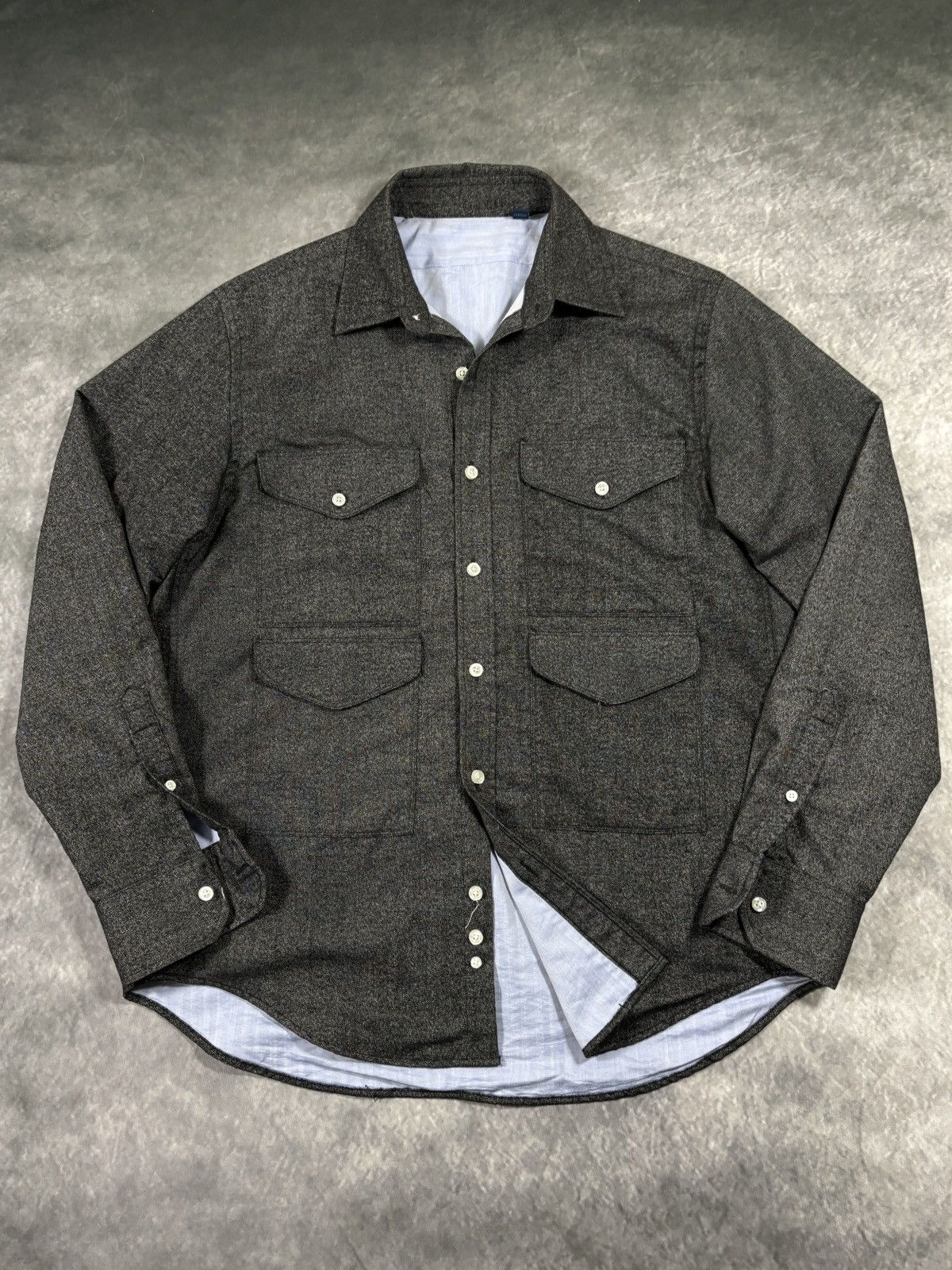 Vintage Cargo Shirt Multi Pocket Button Up Speckled Quilt Lined John Size US M / EU 48-50 / 2 - 2 Thumbnail