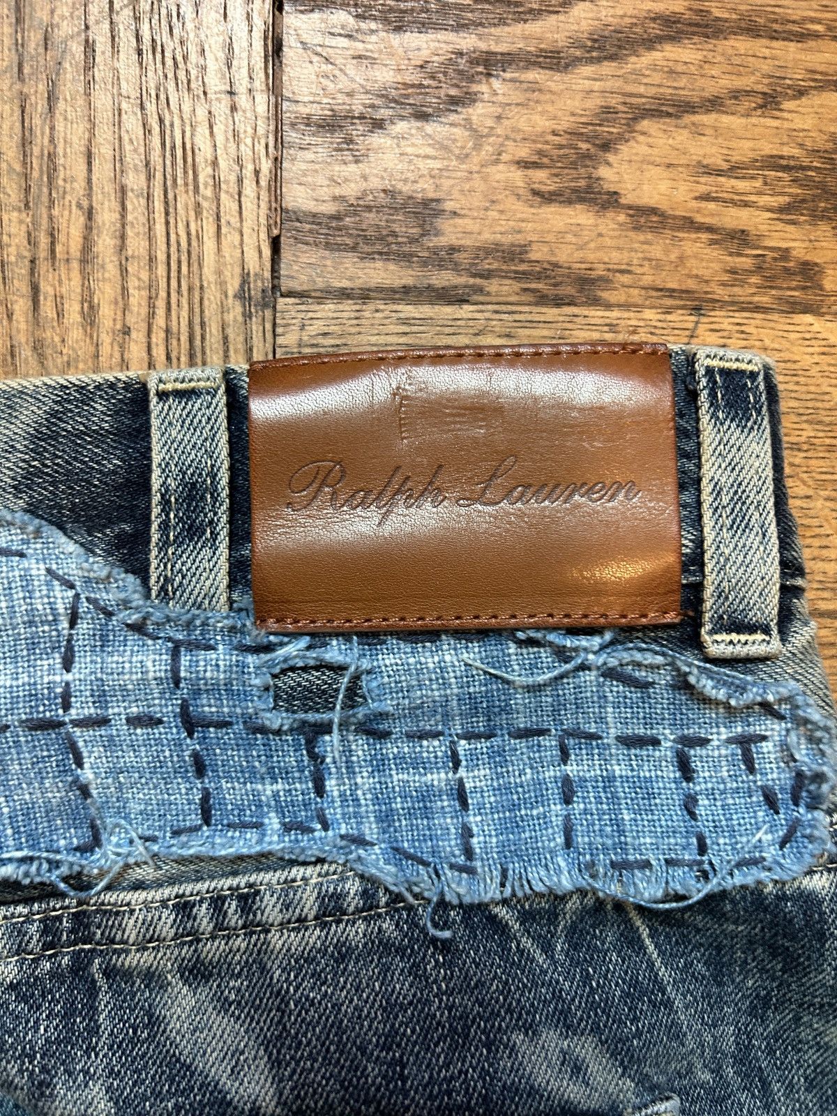 Ralph Lauren Purple Label Runway Tie-Dyed Hand Embroidered and Beaded Boro Jeans Size US 30 / EU 46 - 11 Thumbnail