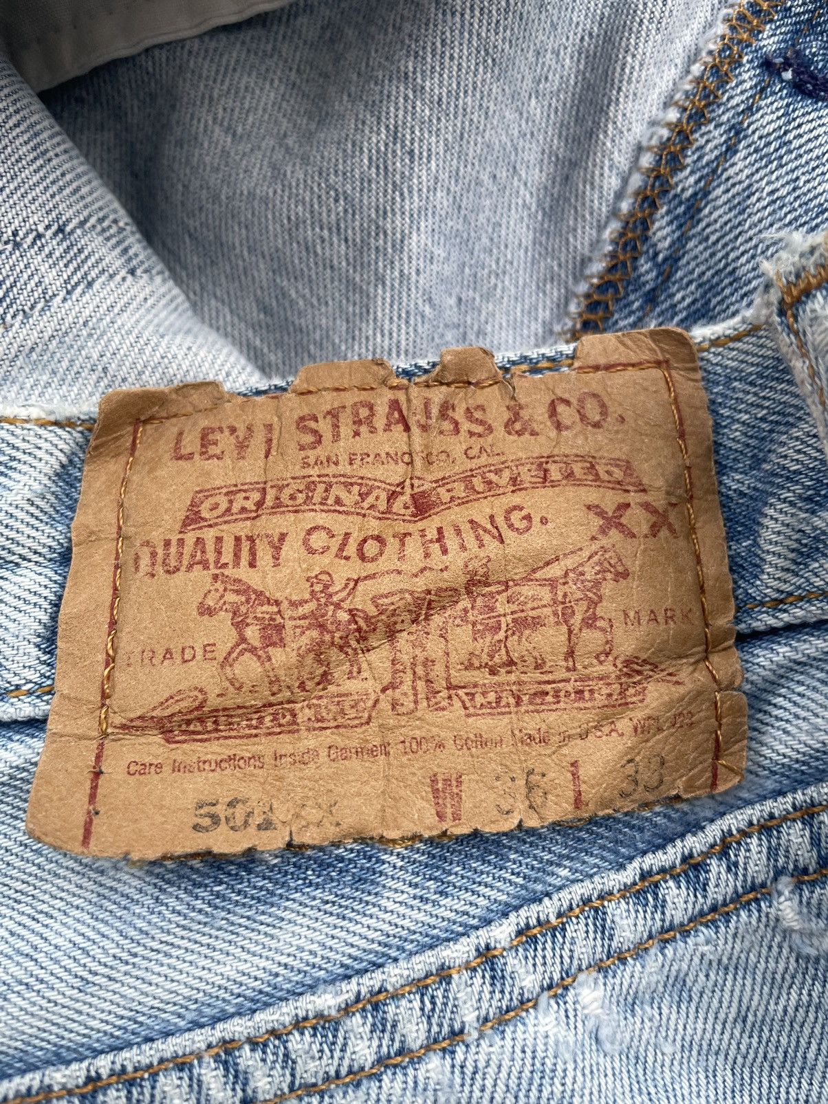 Levi's Vintage 1997 Levis 501 e Distresed Denim Size US 35 - 19 Thumbnail