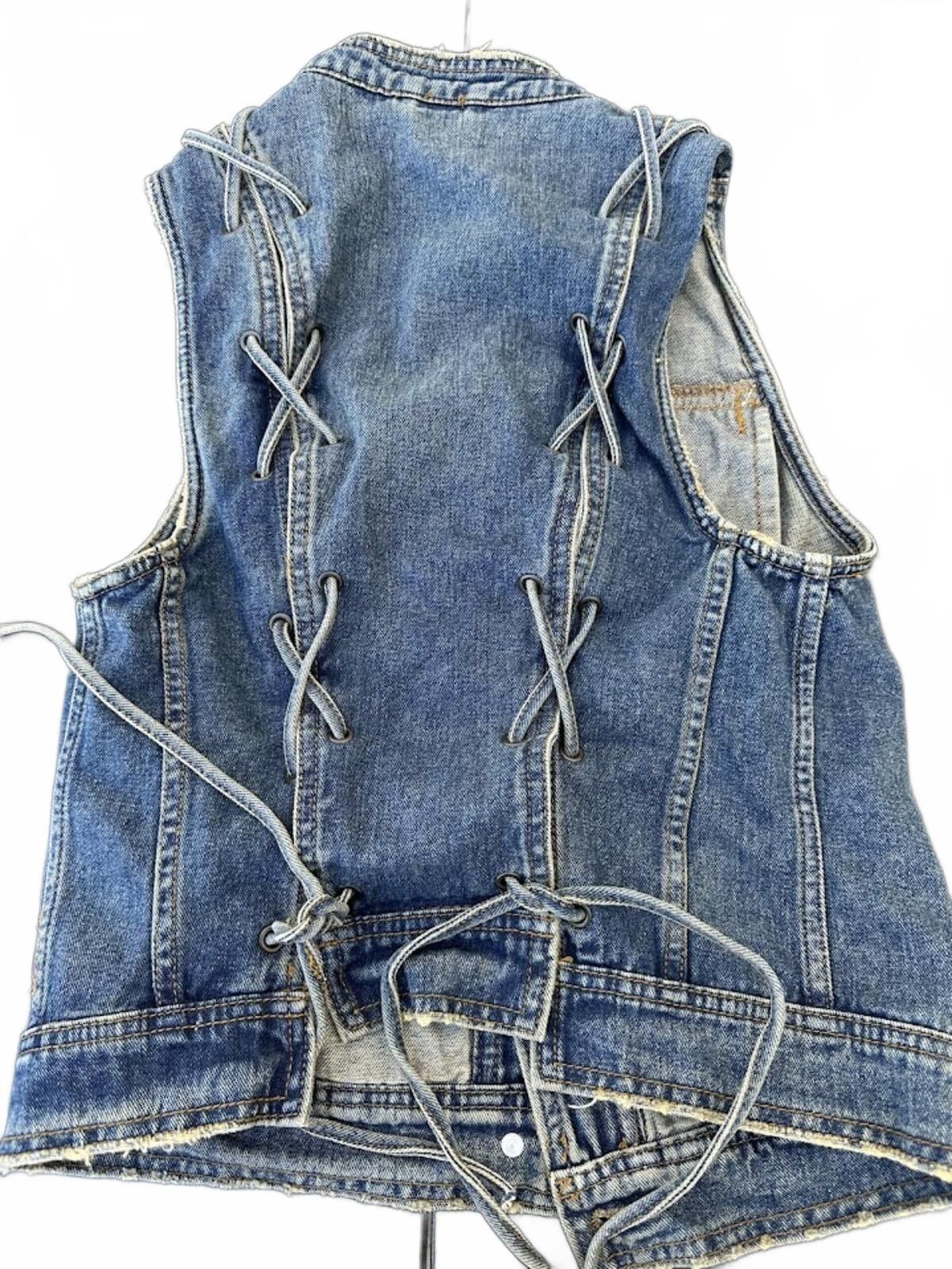 Free People Free People Lace-Up Denim Vest XS Size XS / US 0-2 / IT 36-38 - 2 Thumbnail