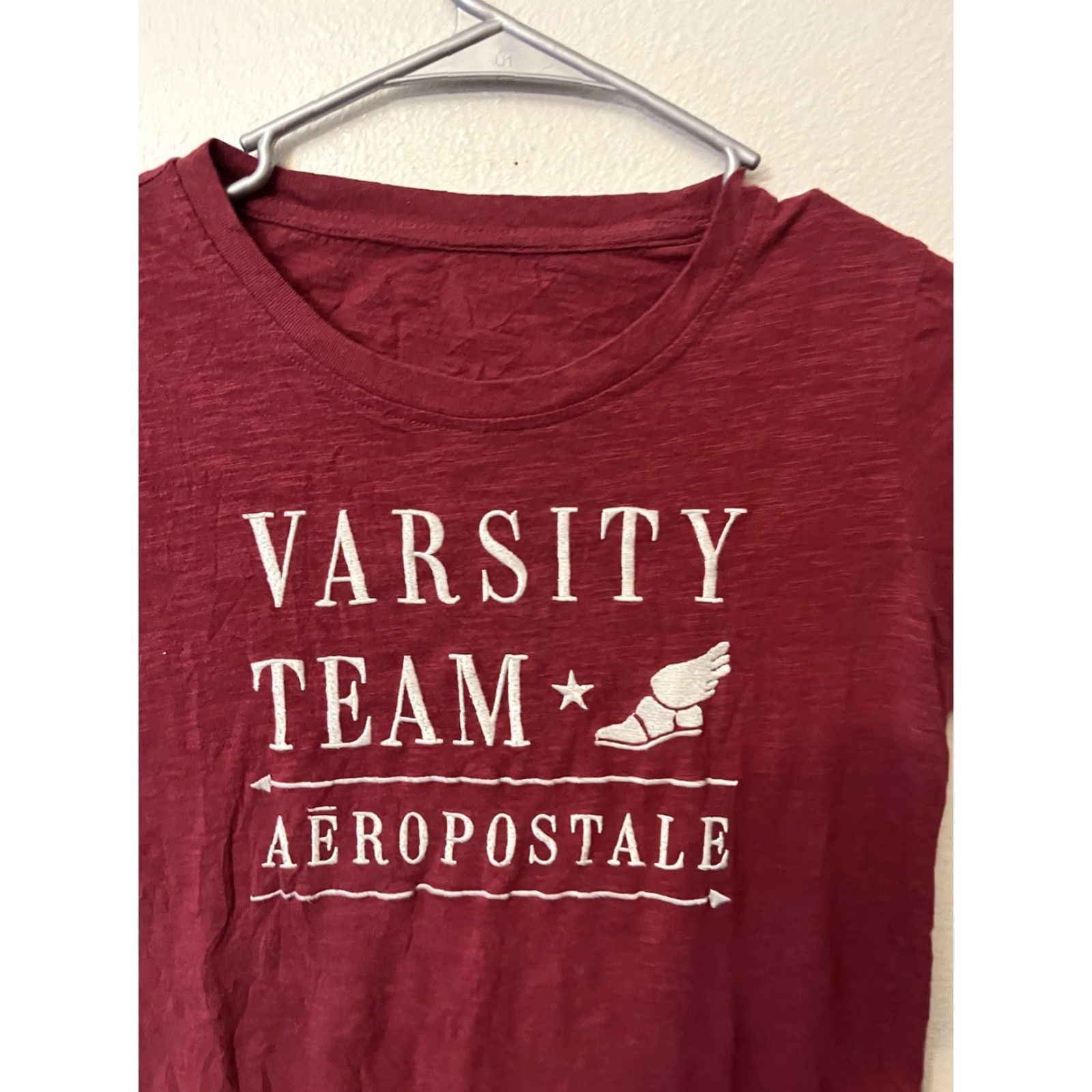 Vintage Aéropostale Logo Shirt Womens M Red Short Sleeve Crew Neck Cotton Blend Knit 60s Vintage? Size M / US 6-8 / IT 42-44 - 3 Thumbnail