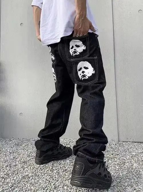 Jean FACES Graphic Black Denim Jeans Size US 30 / EU 46 - 2 Thumbnail