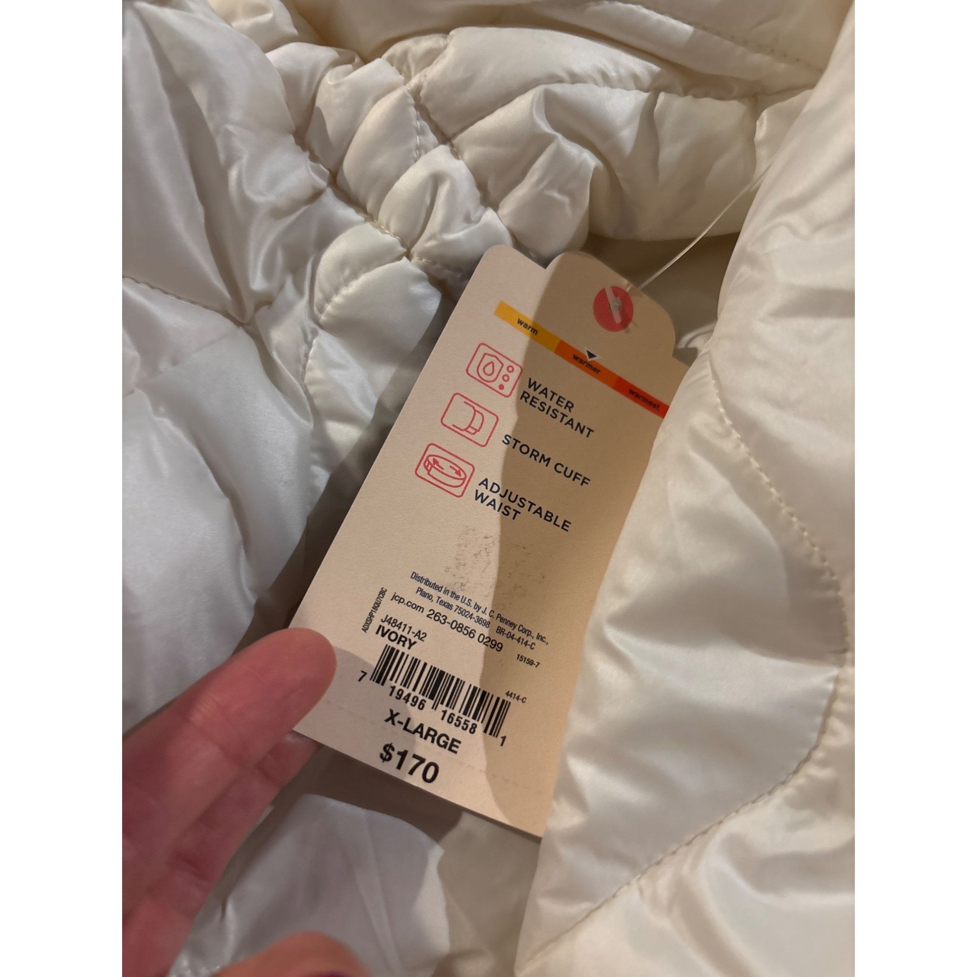 Other St. John's Bay Hooded Midweight Puffer Jacket, Ivory, Sz. XL Size XL / US 12-14 / IT 48-50 - 7 Thumbnail
