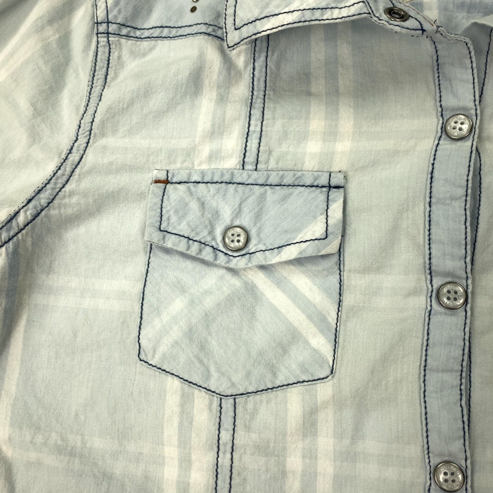 Harley Davidson Harley-Davidson Women’s Cotton Plaid Western Shirt Medium Blue Denim Casual Biker Motorcycle Size M / US 6-8 / IT 42-44 - 3 Thumbnail