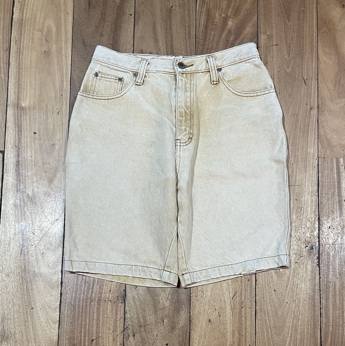 Quicksilver Vintage Beige Quiksilver shorts Baggy 90s 29 Y2K Surfwear lg Size US 29 - 3 Thumbnail