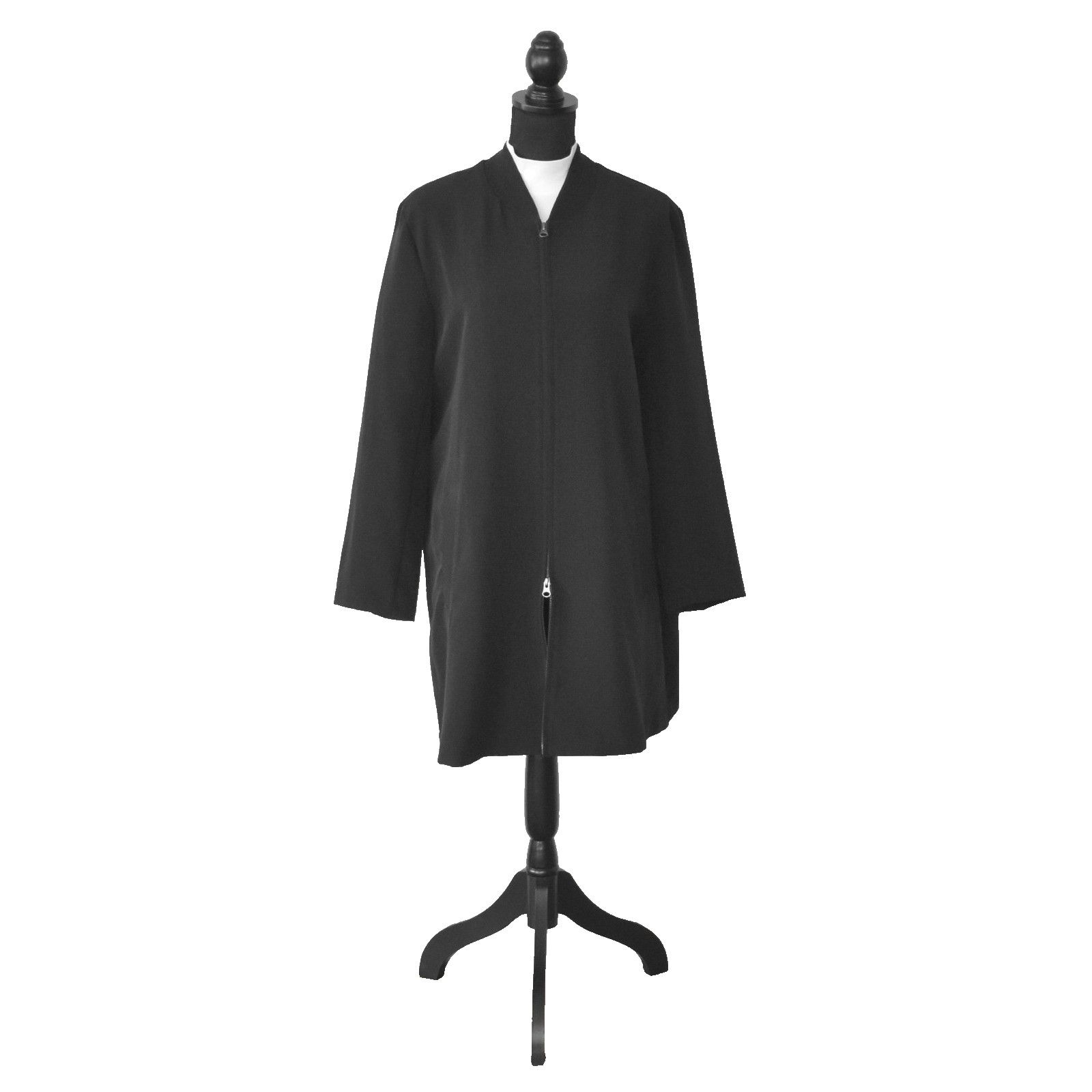 Eileen Fisher EILEEN FISHER 2-Way Zipper Rib Collar Long Jacket Sz L Size L / US 10 / IT 46 - 1 Thumbnail