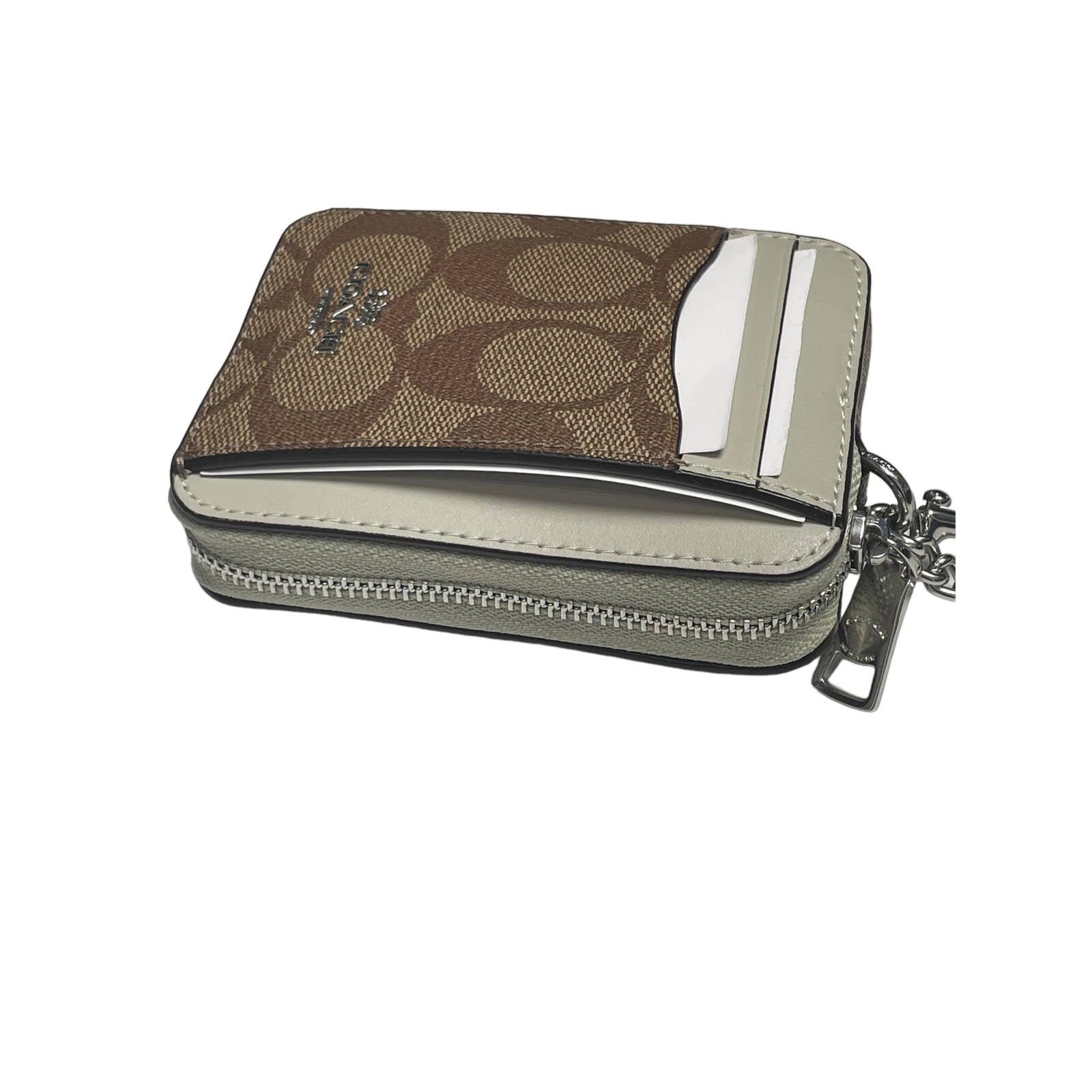 Coach Coach Zip Card Case In Signature Canvas Silver/Khaki/Light Size ONE SIZE - 2 Thumbnail
