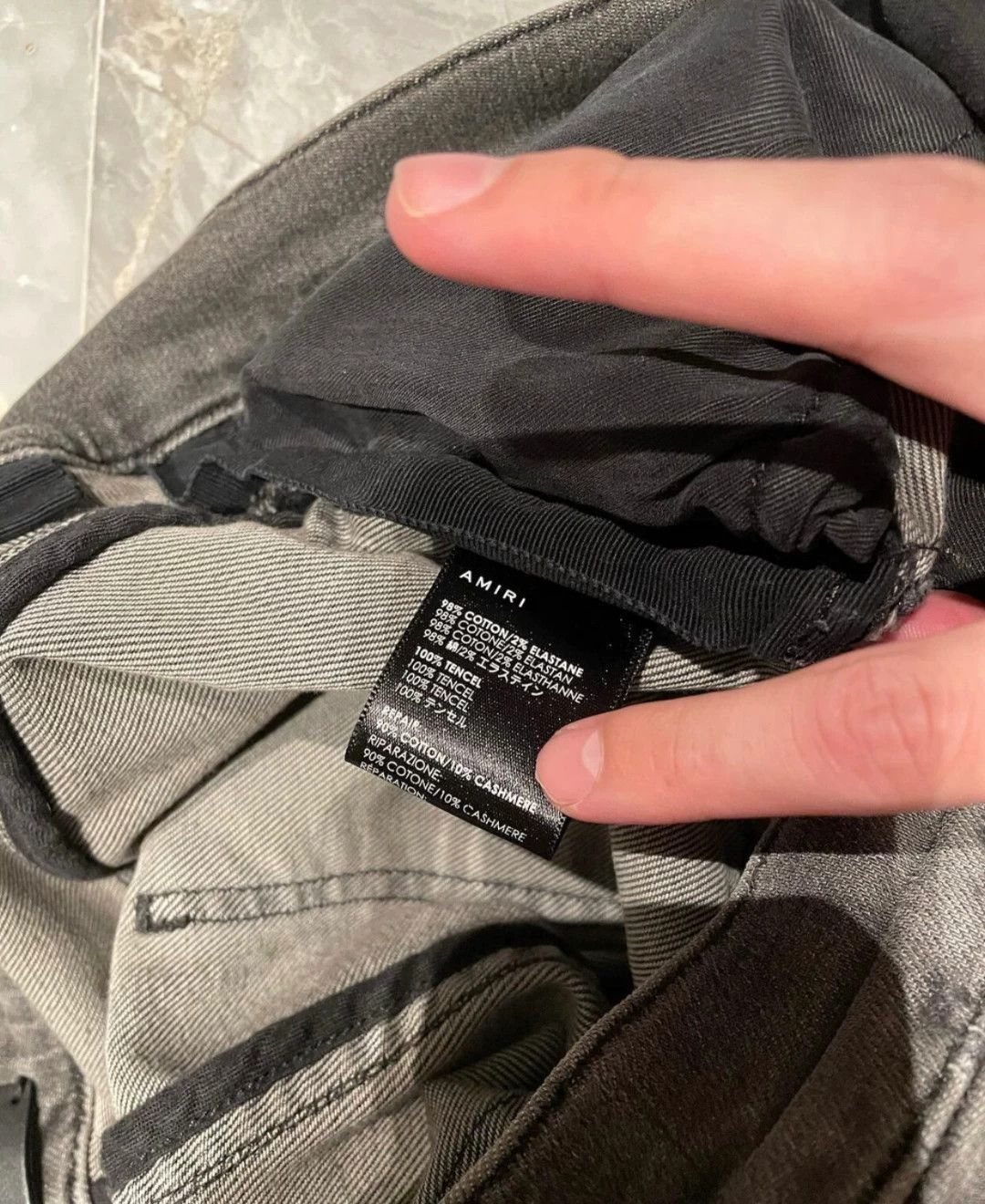 Amiri amiri suede distressed denim pants in gray Size US 33 - 4 Thumbnail
