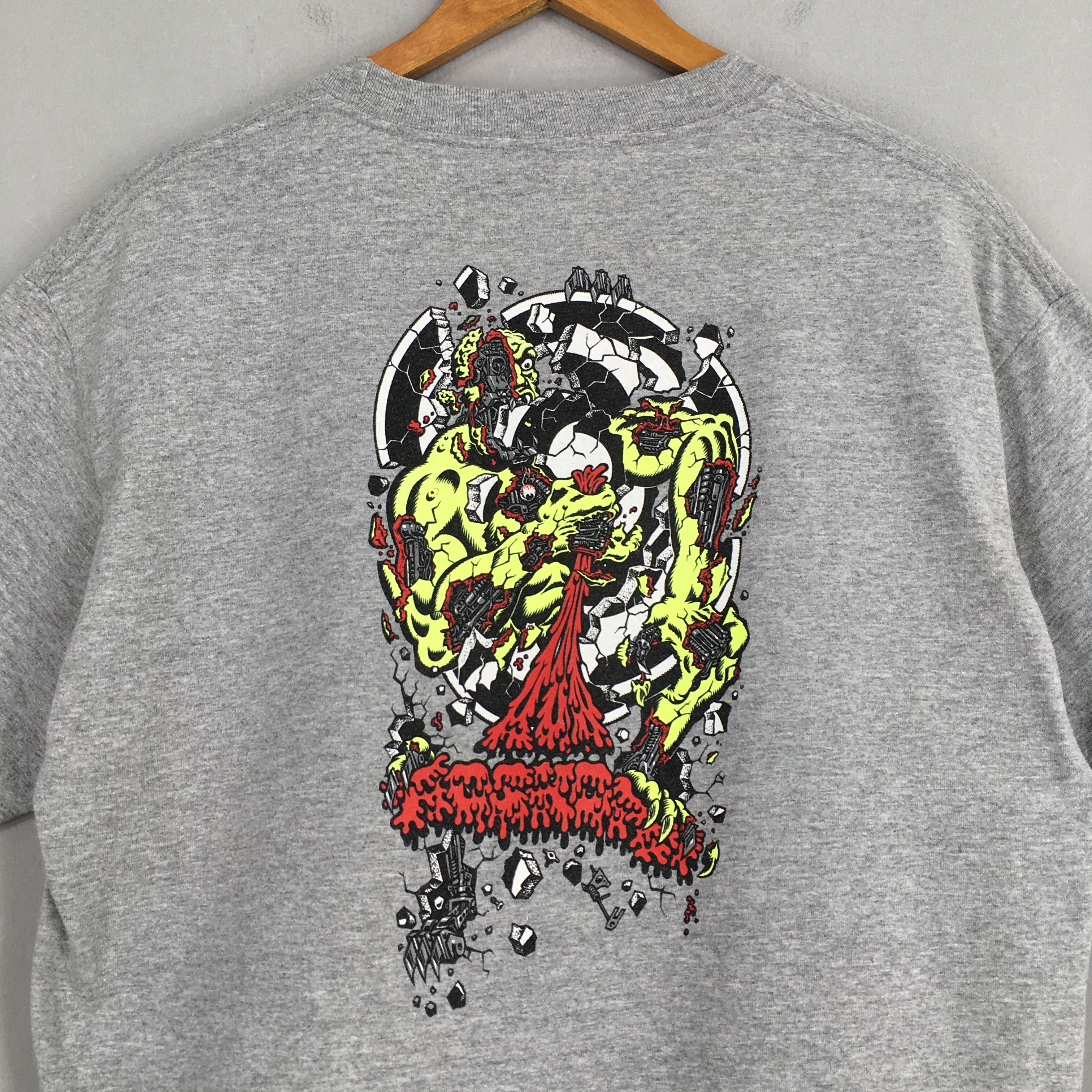 Santa Cruz Skateboards Vintage 90's Rob Roskopp Pushead Design Gray T shirt Medium Size US M / EU 48-50 / 2 - 2 Thumbnail