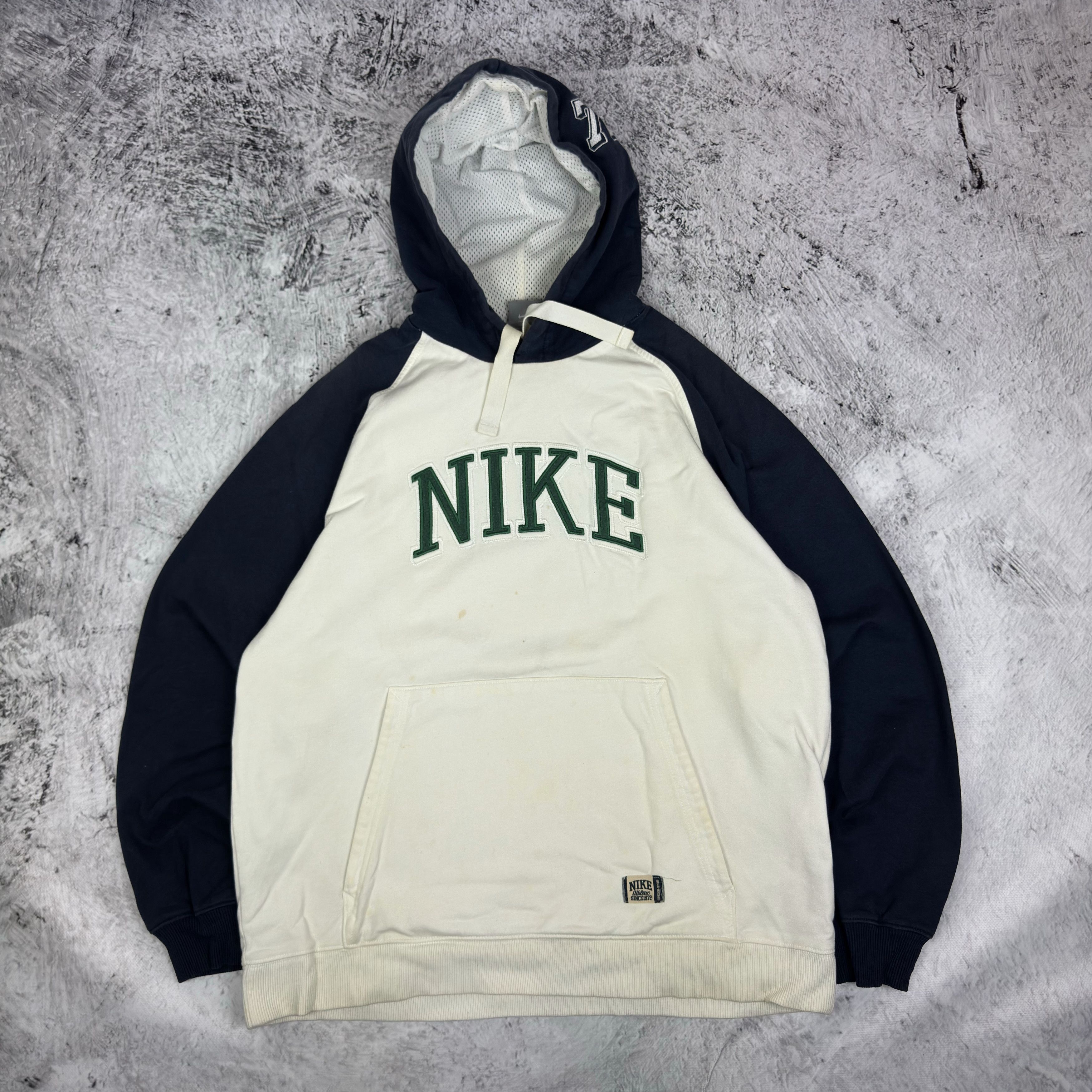 Nike Nike Athletic Men's White Blue Spellout Pullover Hoodie M Size US M / EU 48-50 / 2 - 1 Thumbnail
