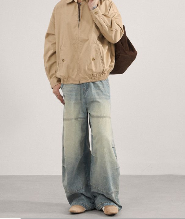 Japanese Brand American-style patchwork whiskers baggy men's jeans Size US 32 / EU 48 - 1 Thumbnail