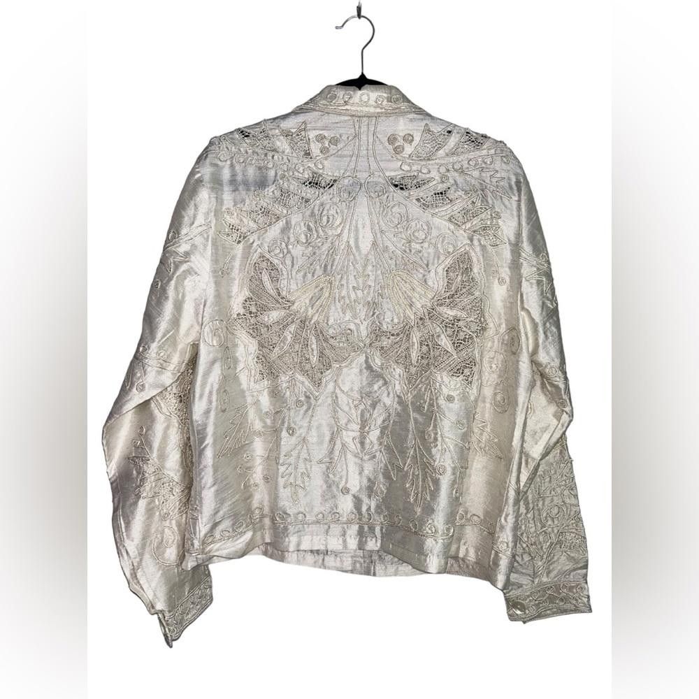 Designer Vintage Boho Embroidered Beaded Floral Shacket M/L Size L / US 10 / IT 46 - 4 Thumbnail