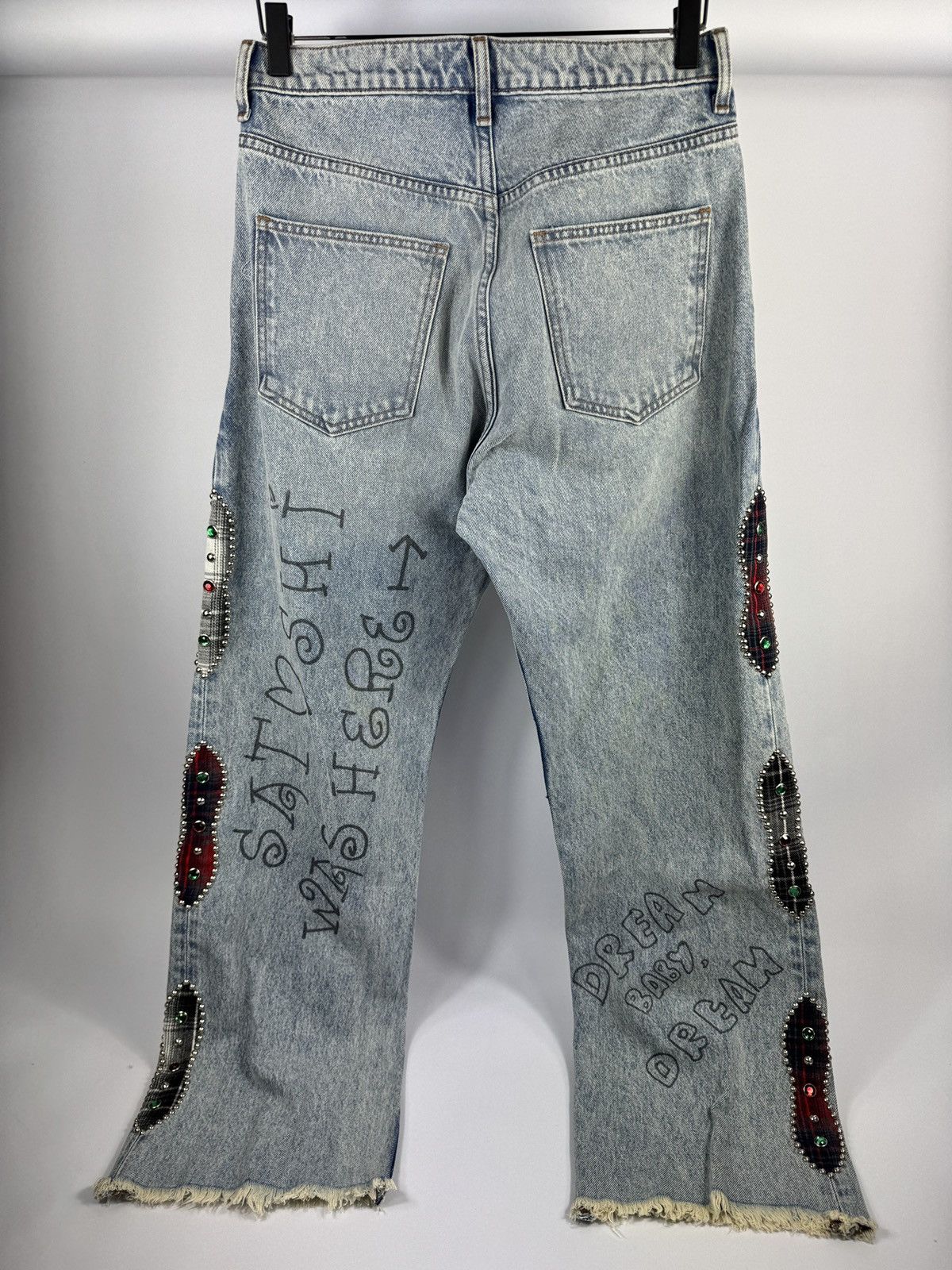 Satoshi Nakamoto Nessa Wide-Leg Printed Embellished Jeans Size US 30 / EU 46 - 4 Thumbnail