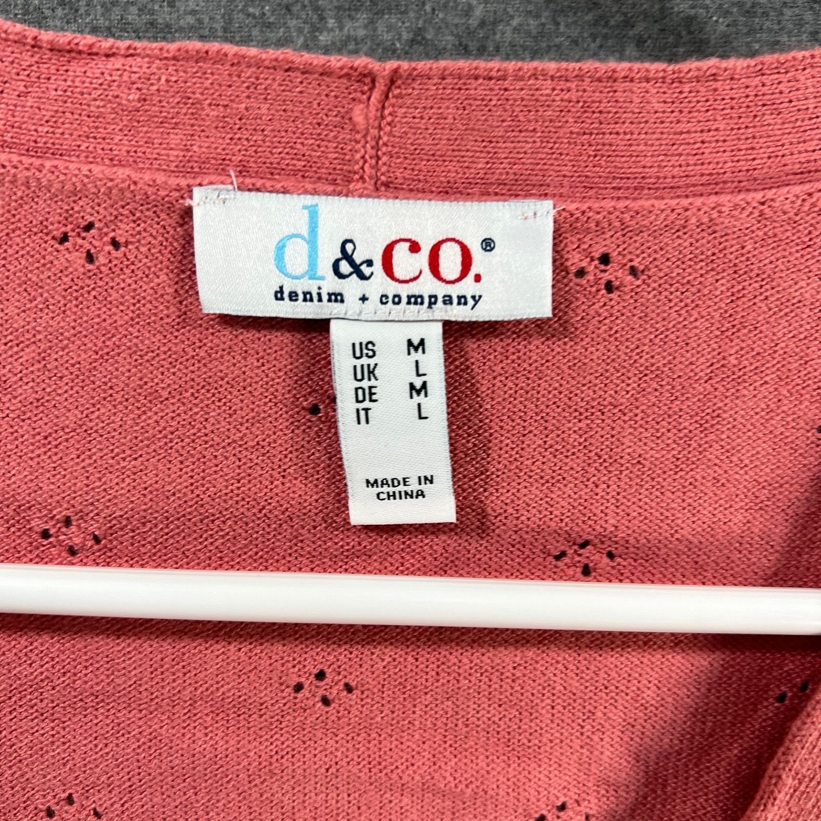 Denim & Co. Denim & Co. Pointelle Stitch V-Neck 3/4-Slee Size M / US 6-8 / IT 42-44 - 3 Thumbnail