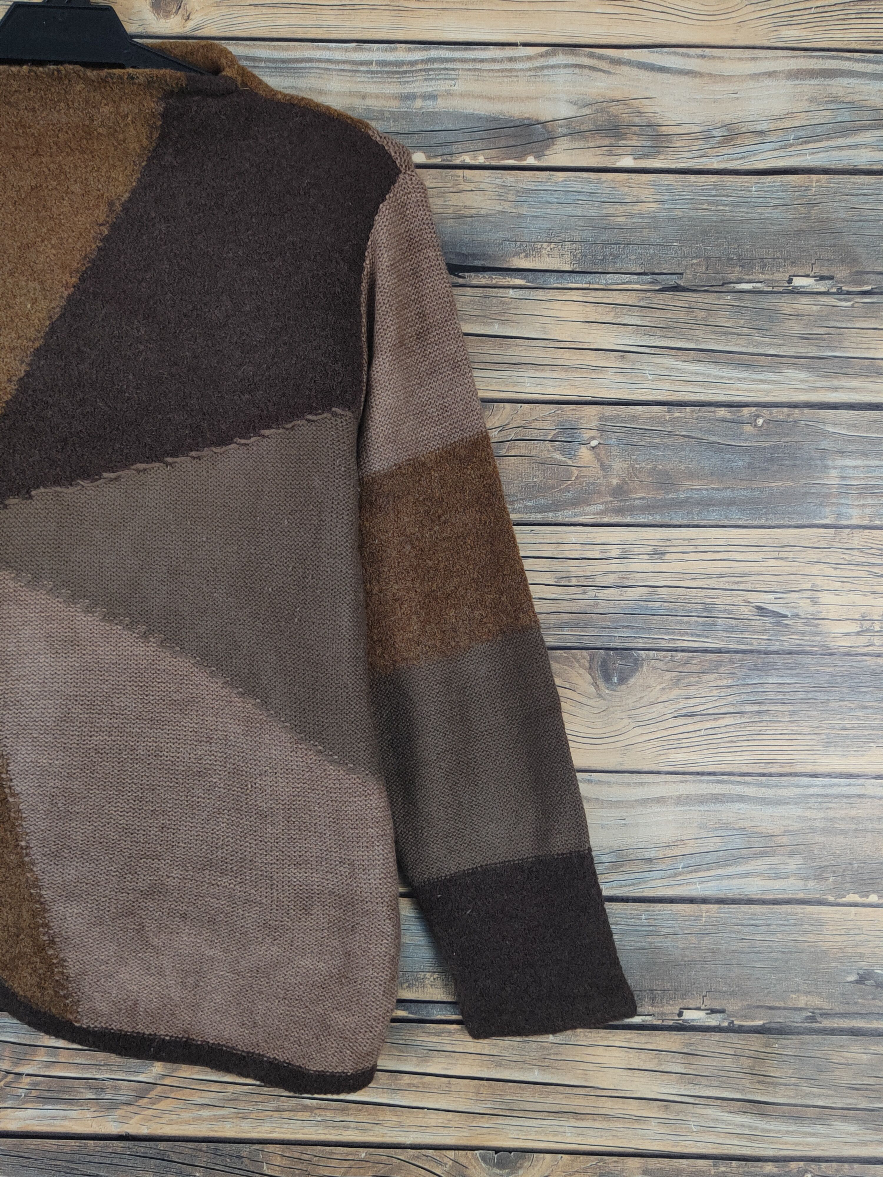 Homespun Knitwear × Japanese Brand × Vintage Mimosalip Dark Brown Knitwear patchwork Sweatshirts #W1270 Size US S / EU 44-46 / 1 - 5 Thumbnail