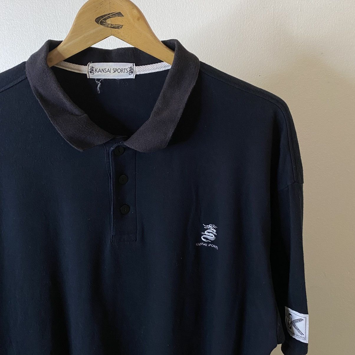 Kansai Yamamoto Kansai Sports Big Dragon Graphic Black Polo T Shirt Size US XL / EU 56 / 4 - 7 Thumbnail