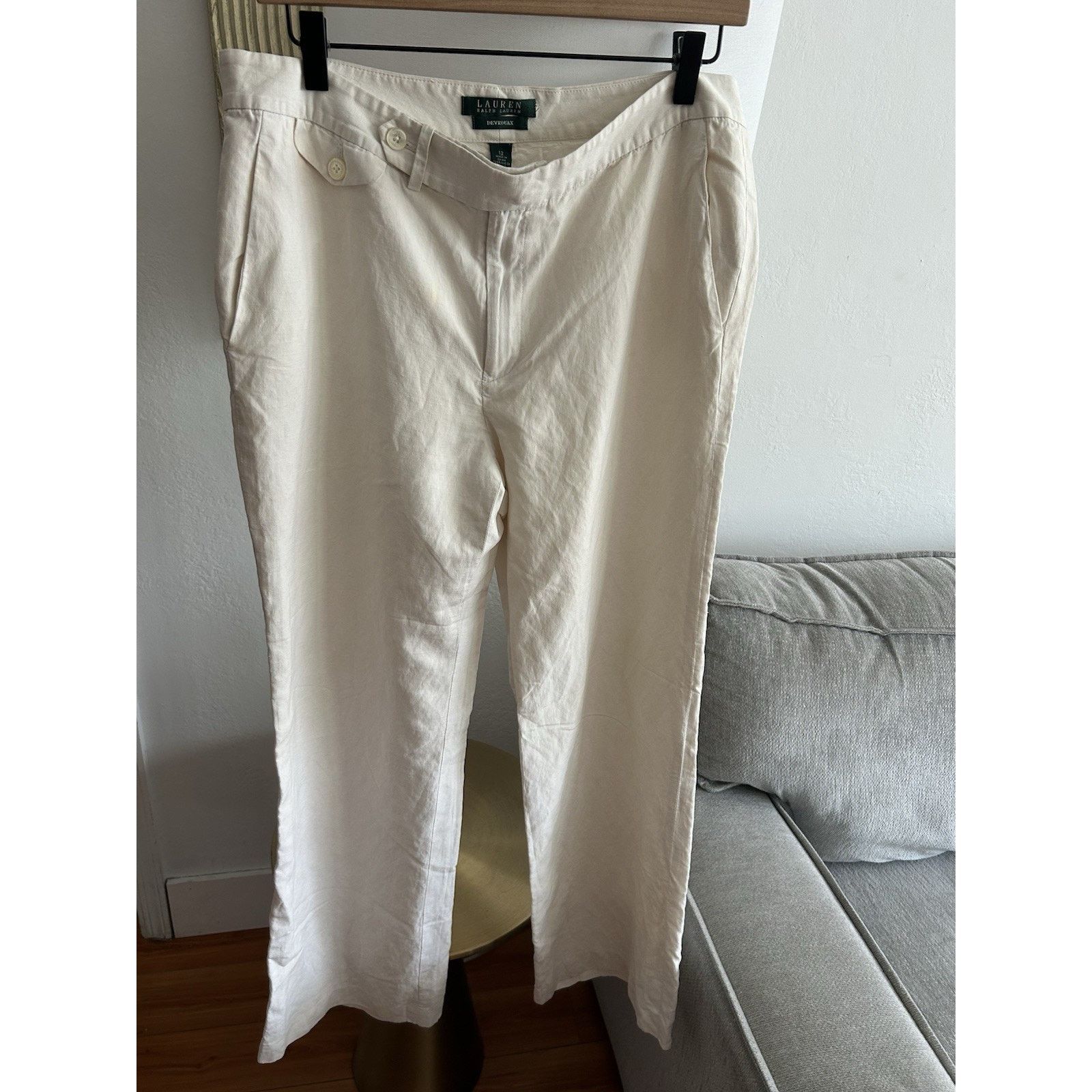 Lauren Ralph Lauren Ralph Lauren Cream Silk Linen Dress Pants Minimalist 12 Size 34" / US 12 / IT 48 - 1 Thumbnail