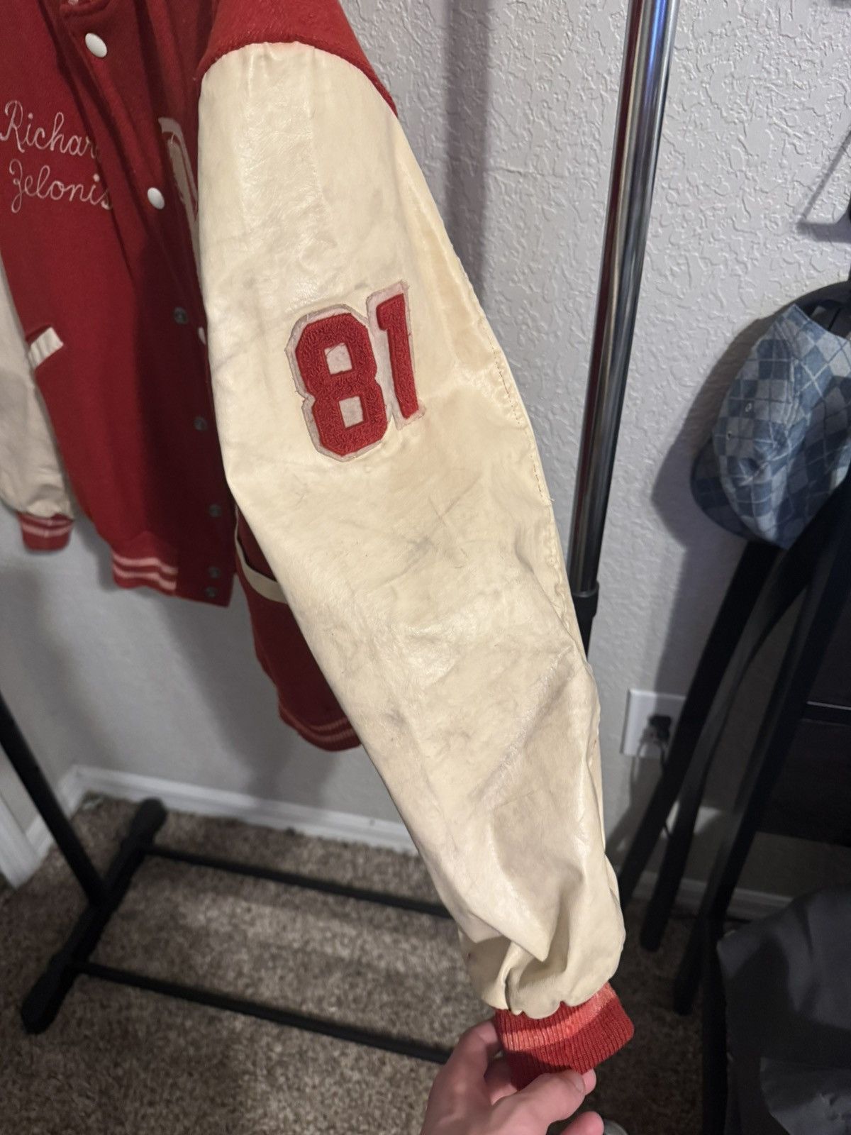 Vintage Varsity Track Jacket Red 1980s Size US L / EU 52-54 / 3 - 3 Thumbnail