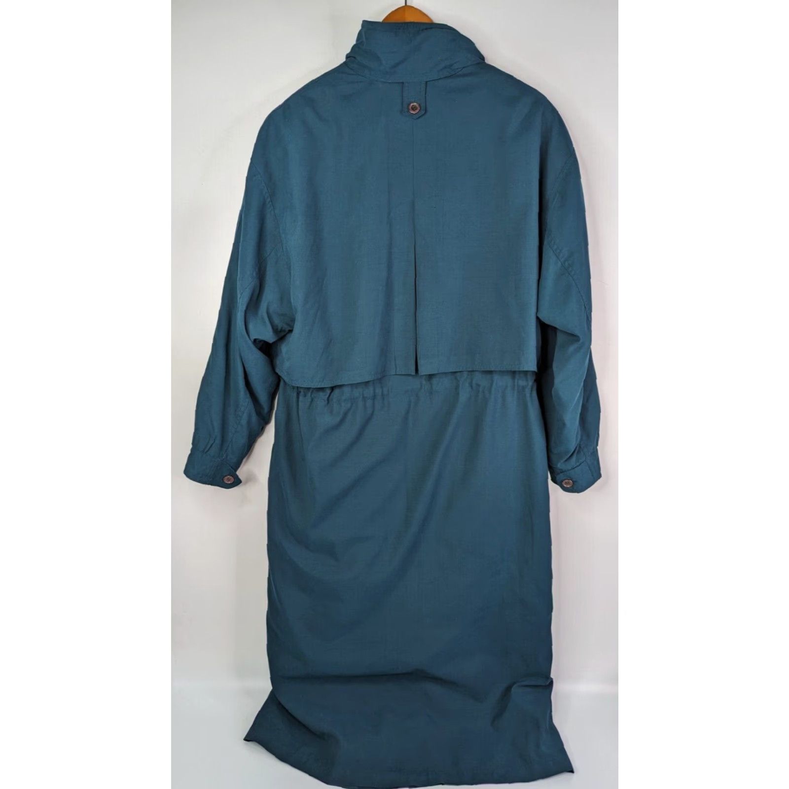 Vintage Alorna Coat Womens Long Turquoise Hooded Pockets Linerless Overcoat 5/6 Size Regular Button Casual Size S / US 4 / IT 40 - 5 Thumbnail