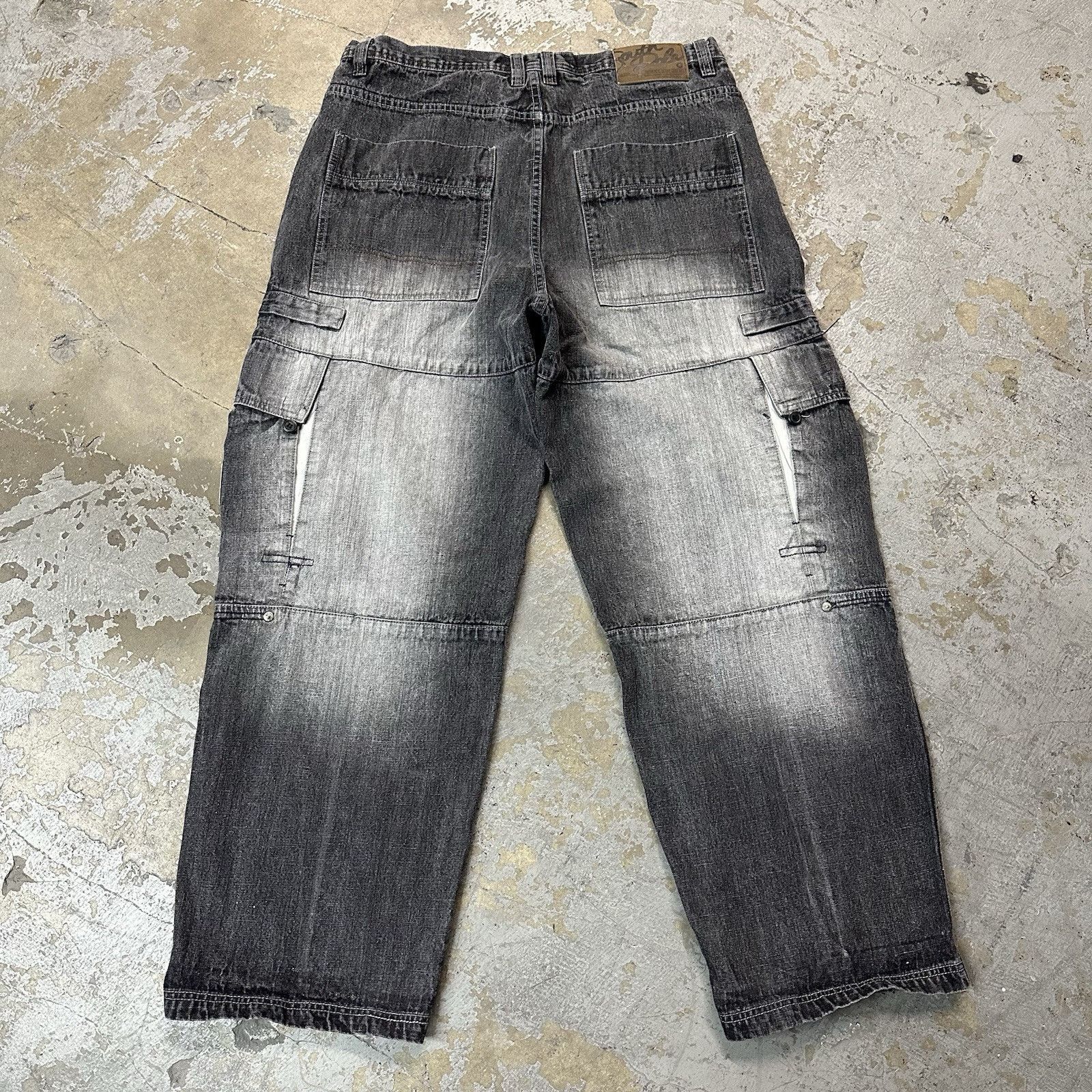 Southpole × Vintage Vintage Y2K Southpole Faded Black Cargo Denim Jeans Sz 38 Size US 38 / EU 54 - 4 Thumbnail
