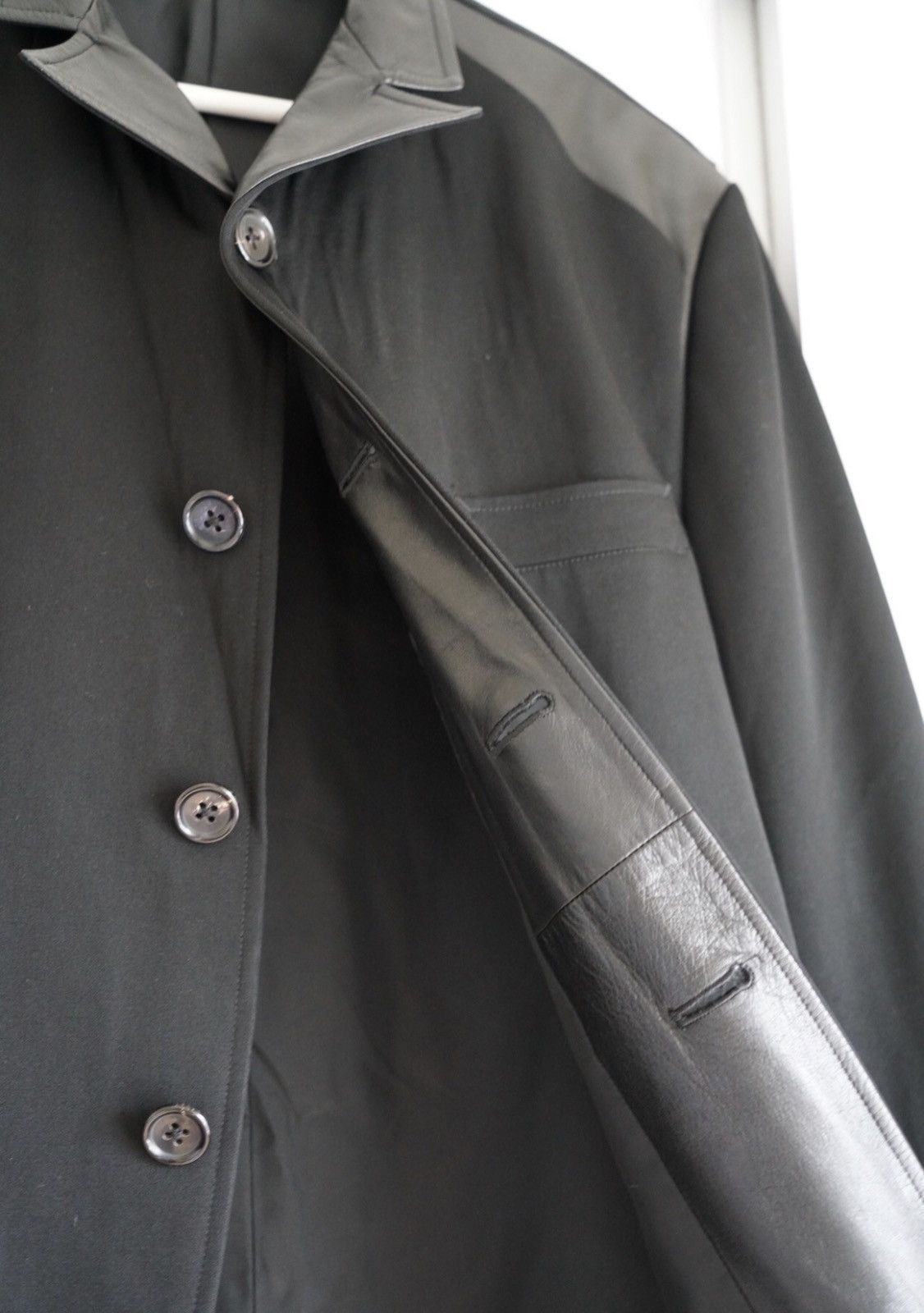 Yohji Yamamoto Yohji Yamamoto sheepskin patchwork leather collar suit Size 42S - 4 Thumbnail
