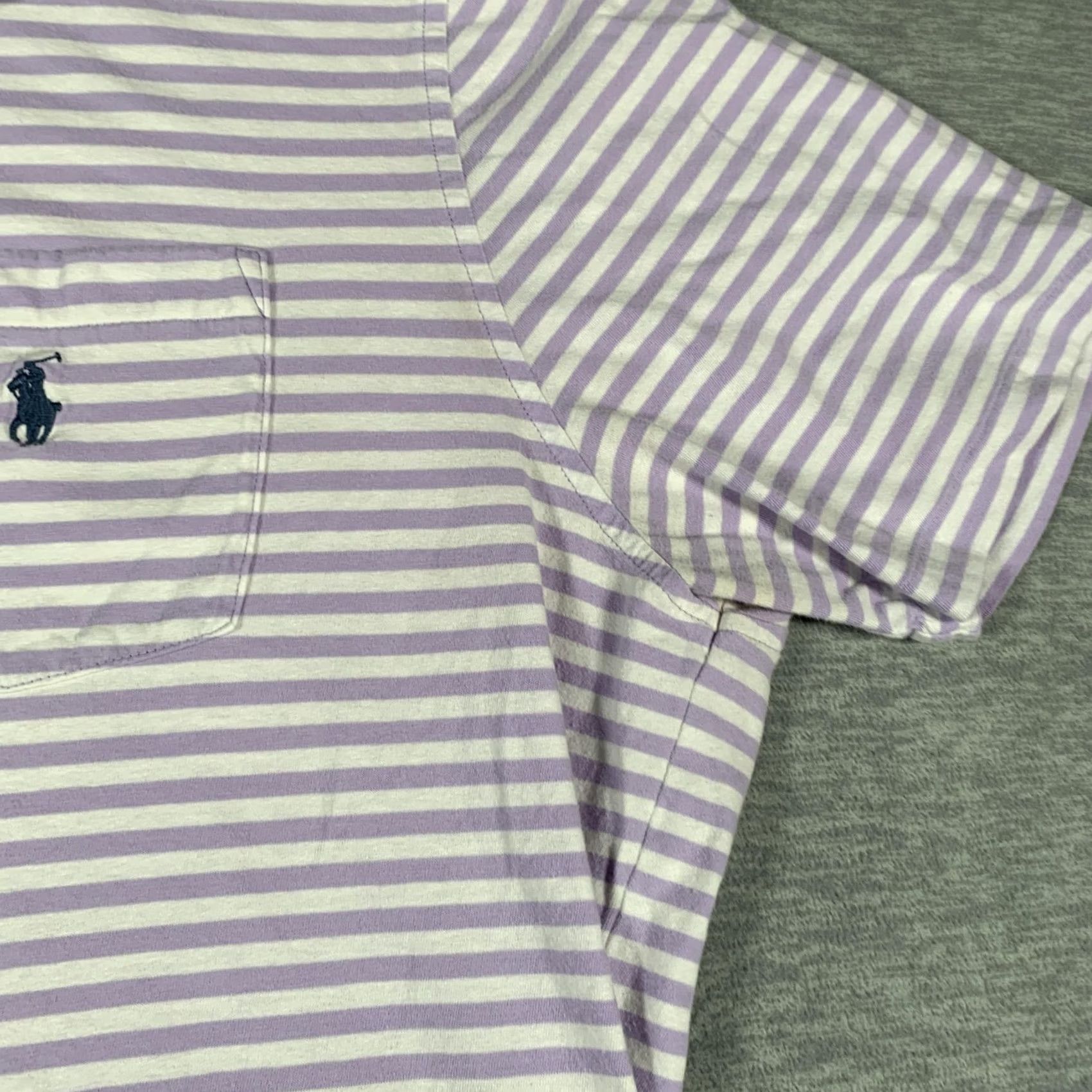 Polo Ralph Lauren Polo Ralph Lauren Polo Shirt Mens Large Purple White Striped Classic Fit Pony Polo Shirt Size US S / EU 44-46 / 1 - 6 Thumbnail