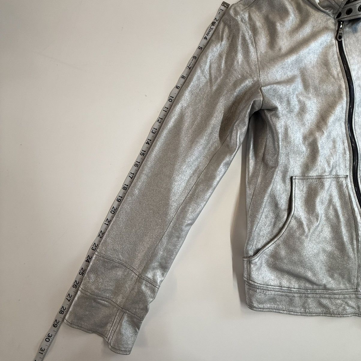 Michele Berandi Michel Berandi Silver Metallic Lambskin LeatherJacket Size US XL / EU 56 / 4 - 18 Thumbnail