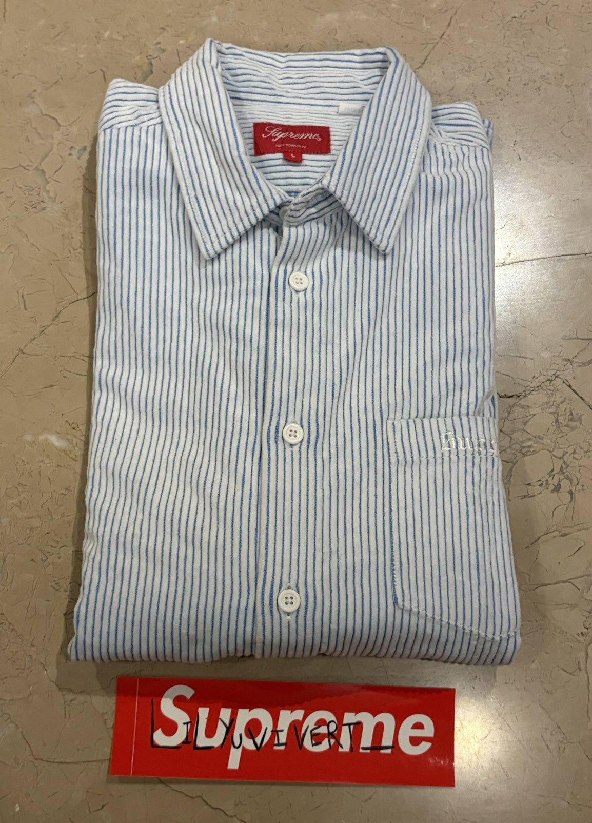 Supreme Supreme two tone corduroy shirt white and blue Size US L / EU 52-54 / 3 - 2 Thumbnail