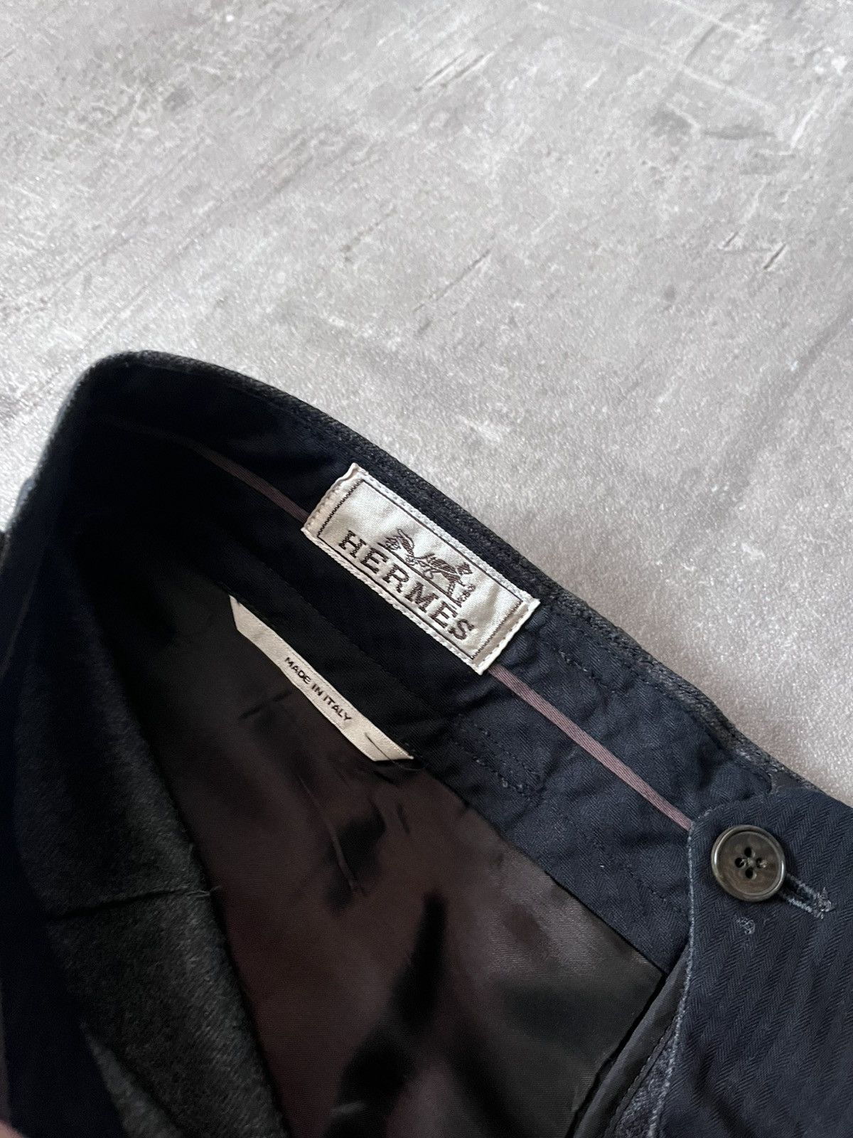 Hermes Hermes wool cashmere gray formal pants leather Size US 30 / EU 46 - 6 Thumbnail