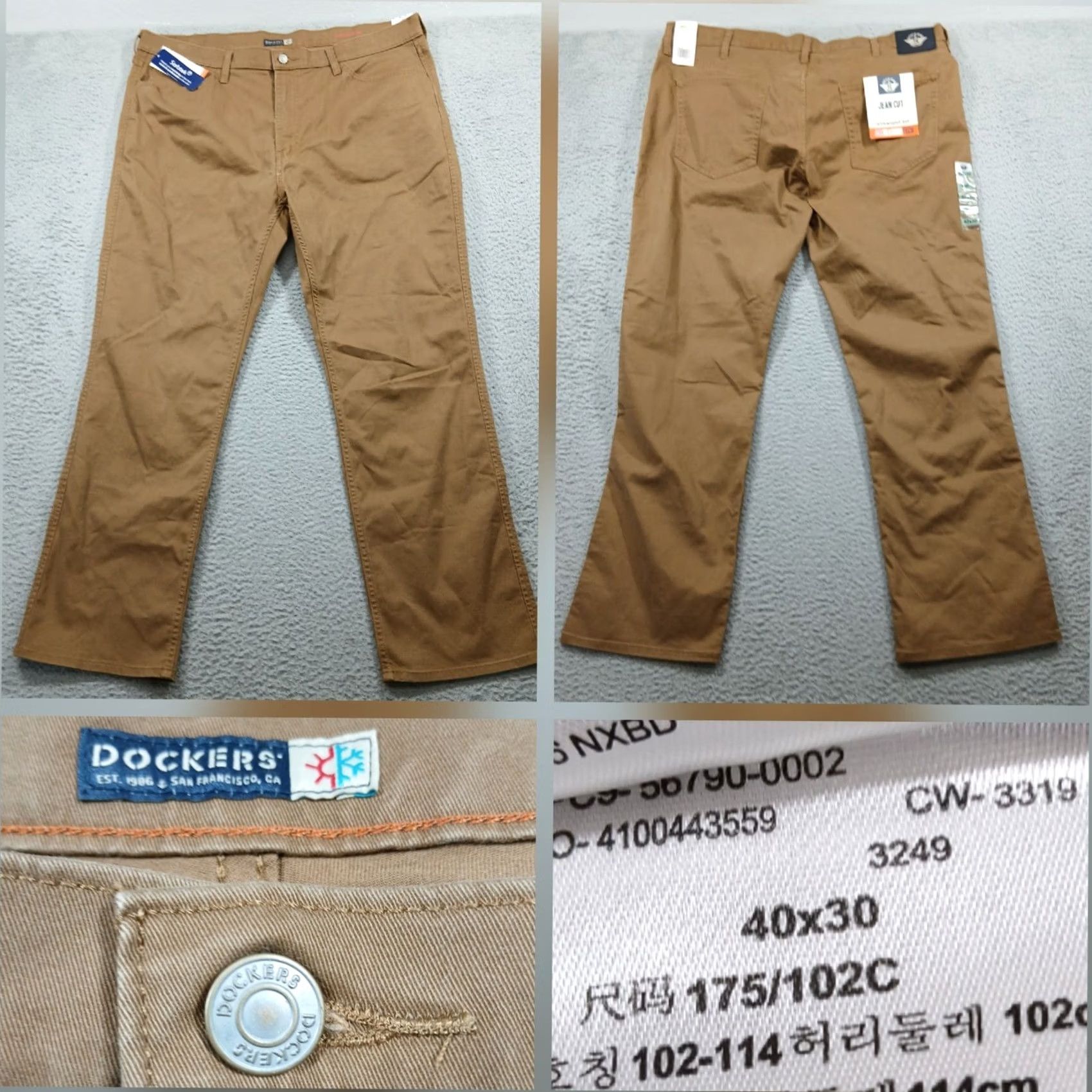 Dockers Dockers Jeans Straight Fit Pants Mens 40x30 Brown All Seasons Tech NWT Signature Khaki 5-Pocket Casual Business Travel Regular Front Flat Old? Size US 40 / EU 56 - 2 Thumbnail